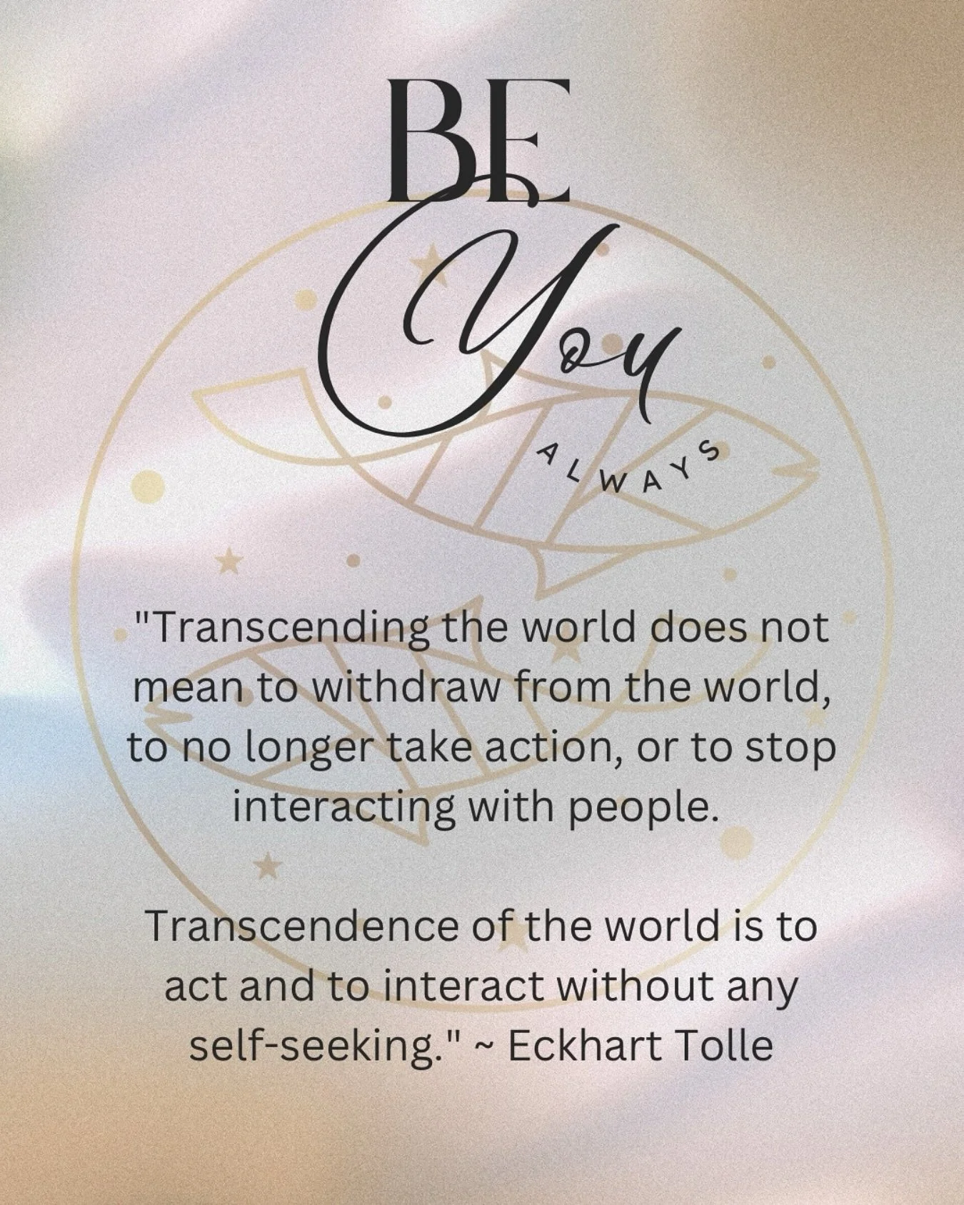 &ldquo;Transcending the world does not mean to withdraw from the world, to no longer take action, or to stop interacting with people. Transcendence of the world is to act and to interact without any self-seeking.&rdquo; Ekhart Tolle
.
.
.
#cosmicwisd