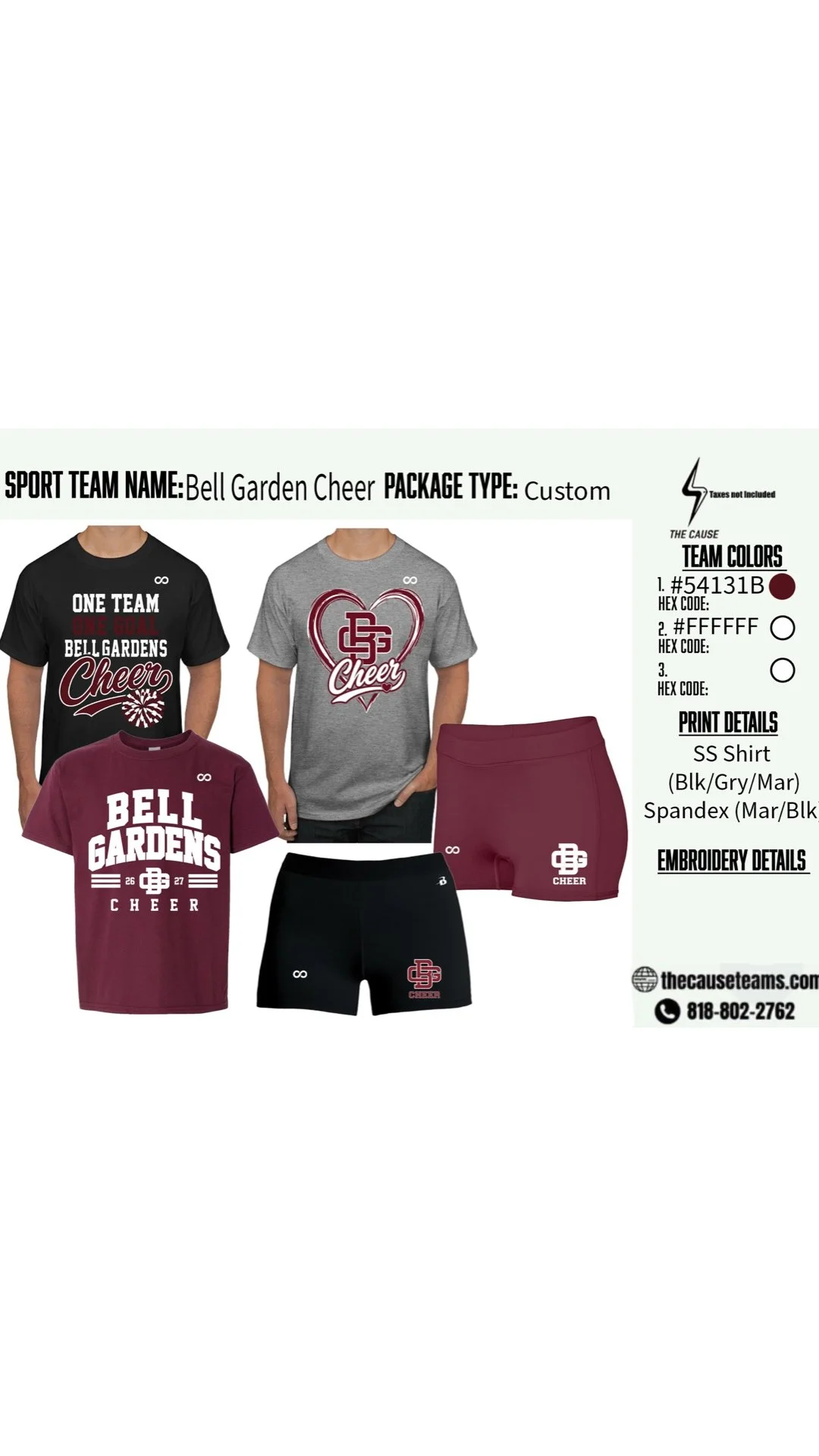 Bell Garden HS Cheer Spirit Pack $90