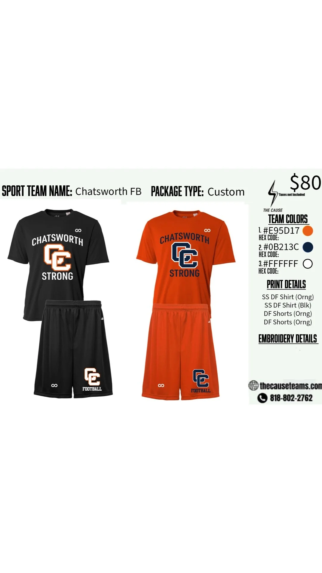 Chatsworth HS Football Spirit Pack (Summer) $80