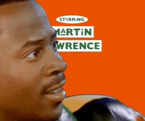 Close-up of a man with a boxing glove, with an orange background and text that reads 'Starring Martin Lawrence'.