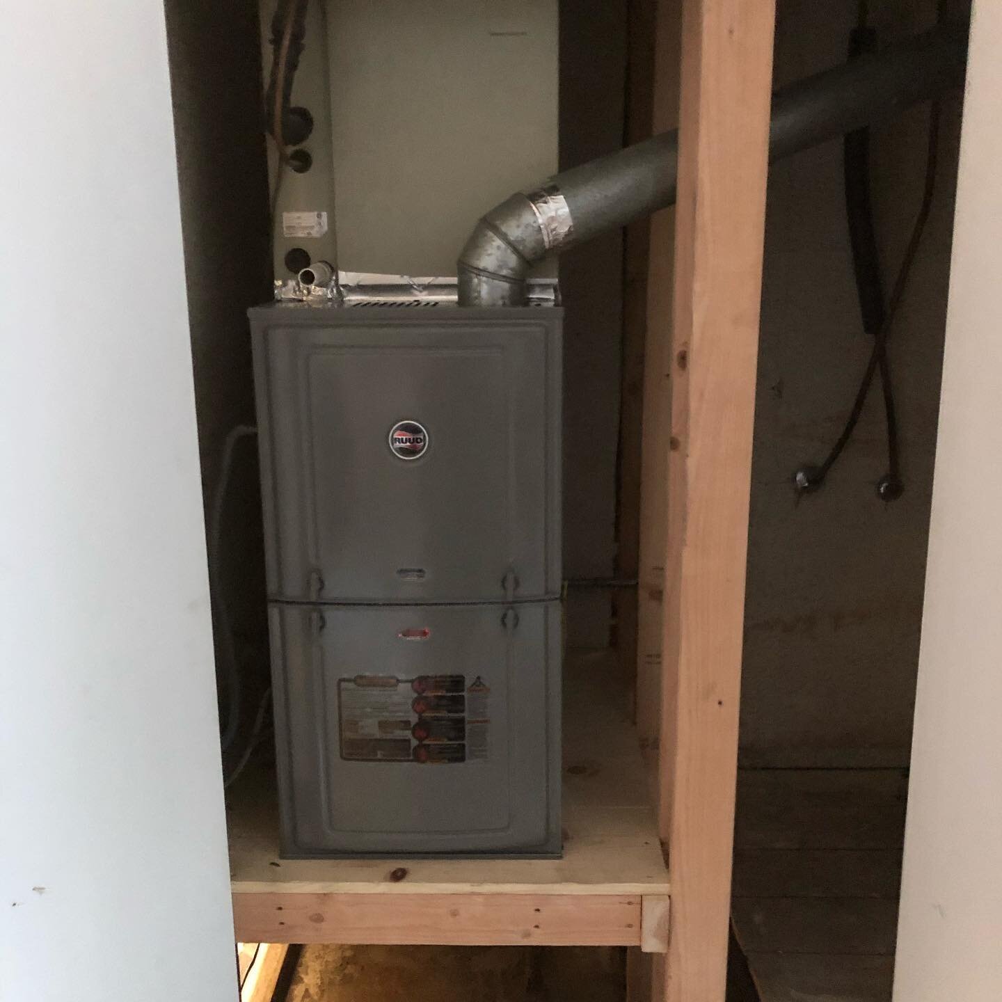 Out with old and in with the new. Furnace replacement and resizing the closet.