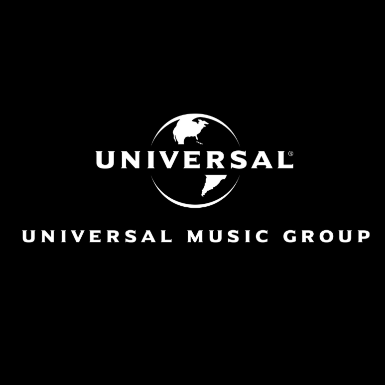 Universal Music Group logo with text and globe icon on black background.