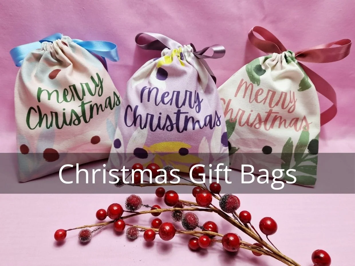 Reusable fabric bags for gifting sustainably.
