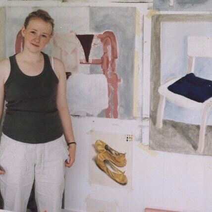 This was me at University. I studied Fine Art in Falmouth, Cornwall. At the time I was lucky enough to be able to work in a beautiful open studio with sky lights flooding the room with so much natural light. I put my paint brush down for some reason,