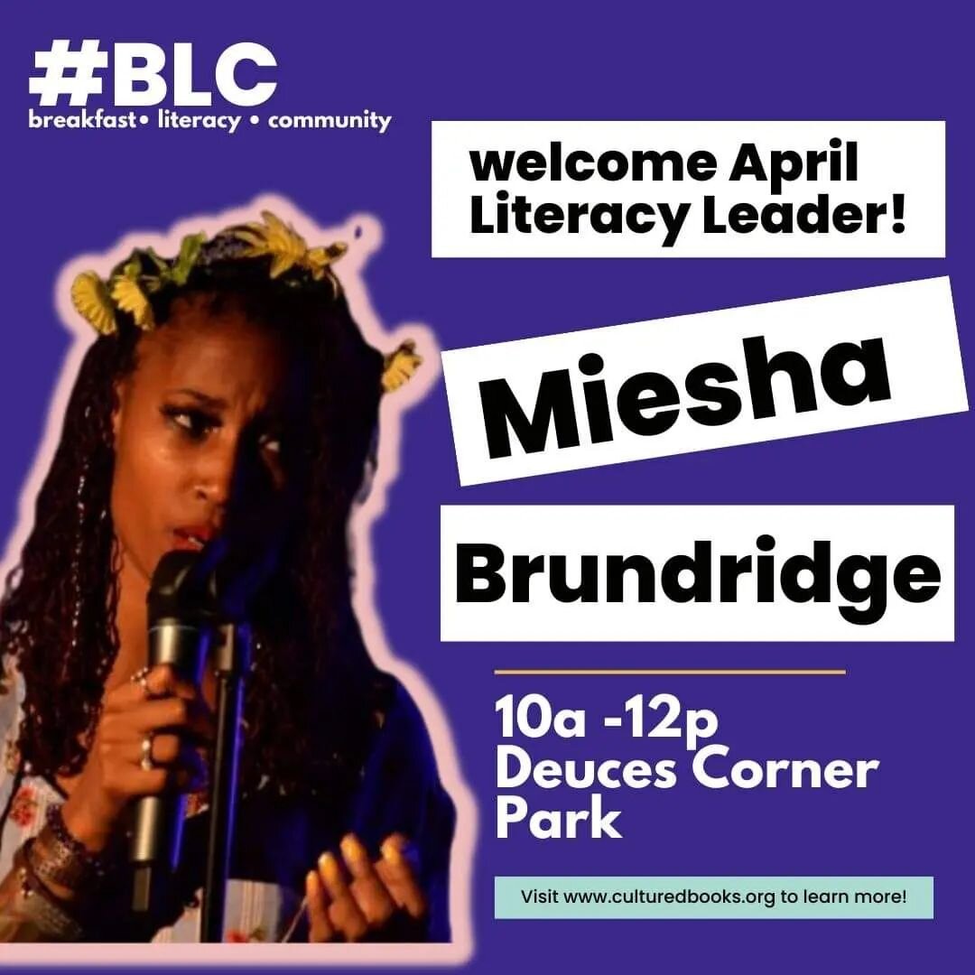 We are thrilled to announce that poet, @poetryisme_87 , will be joining us as our Literacy Leader this Saturday for BLC : Poetry in the Park ! 

We're celebrating Poetry Month. You'll have the opportunity to explore various poetry stations featuring 