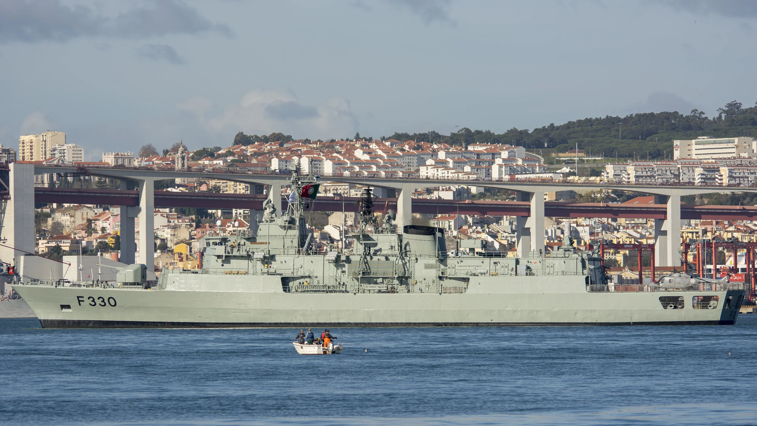 Lisbon, Portugal. 700 Years Celerations Of The Portuguese Navy Dec 2017. Frigate NRP Vasco da Gama