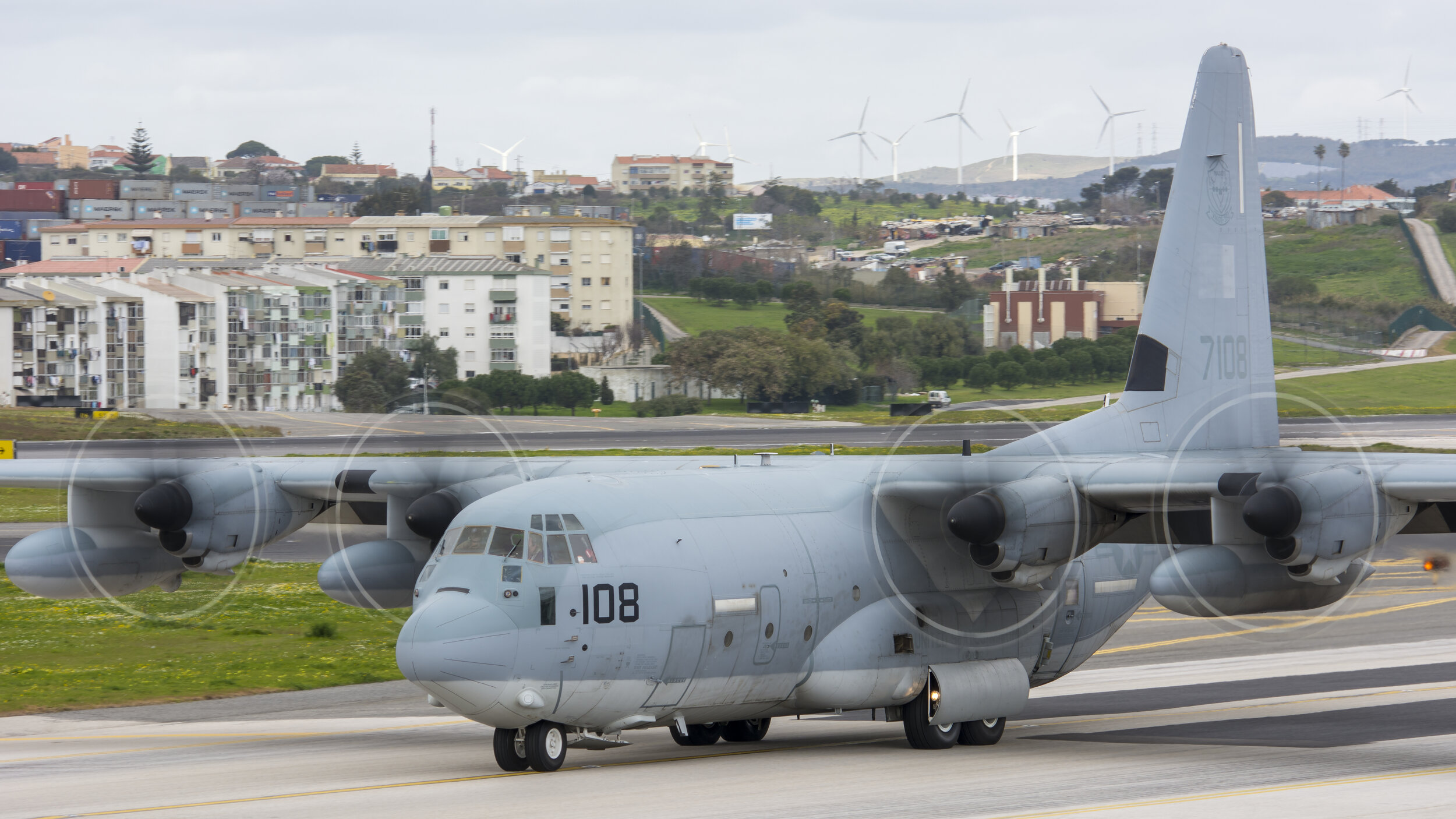 LPPT (Lisbon, Portugal) Feb 2018. US Marine Corps 167108 Lockheed Martin KC-130J Hercules