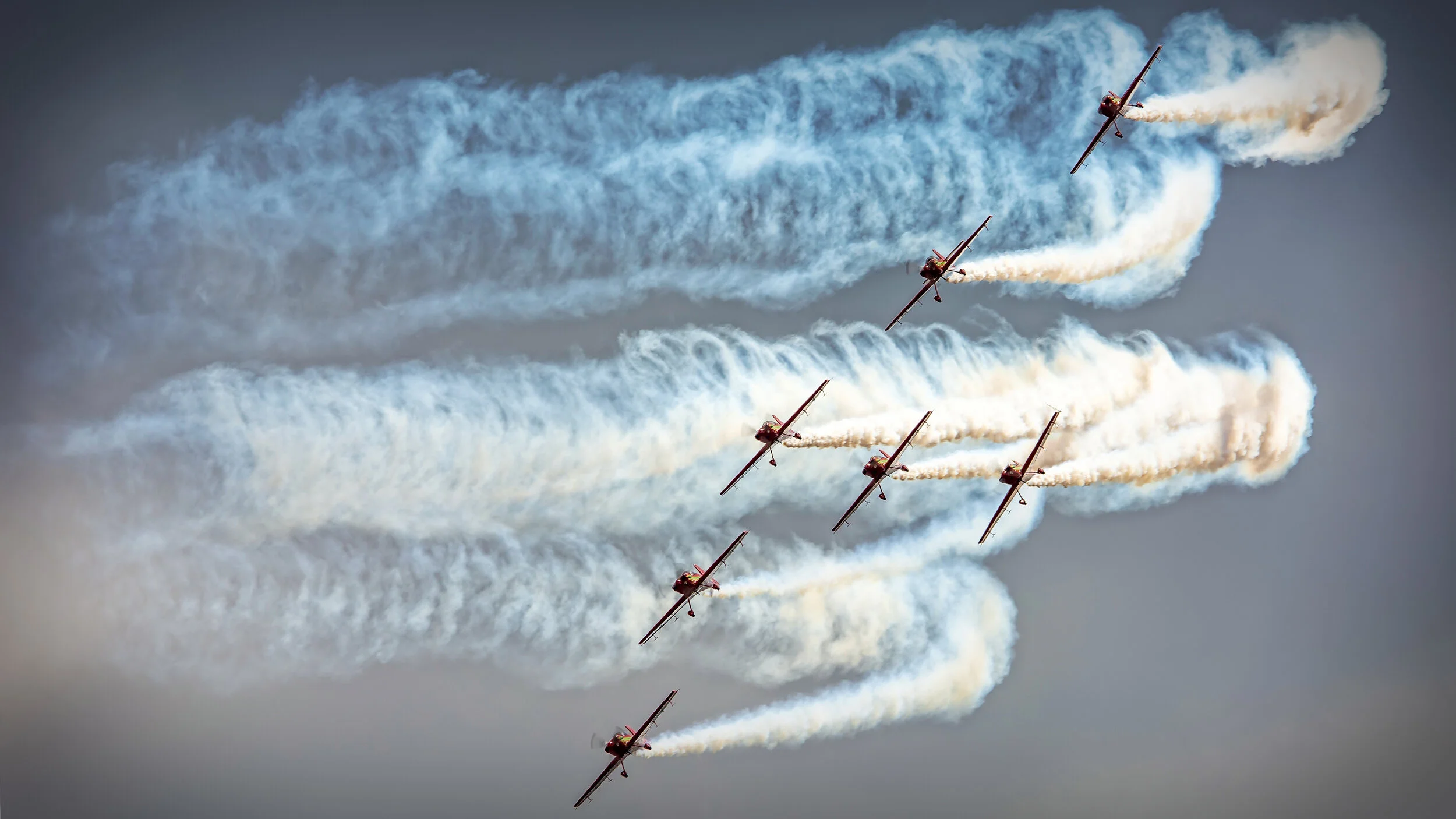 Évora, Portugal. FAP 66º Anniversary July 2018.  The Royal Morocan Air Force acrobatic display team Marche Verte CAP-232