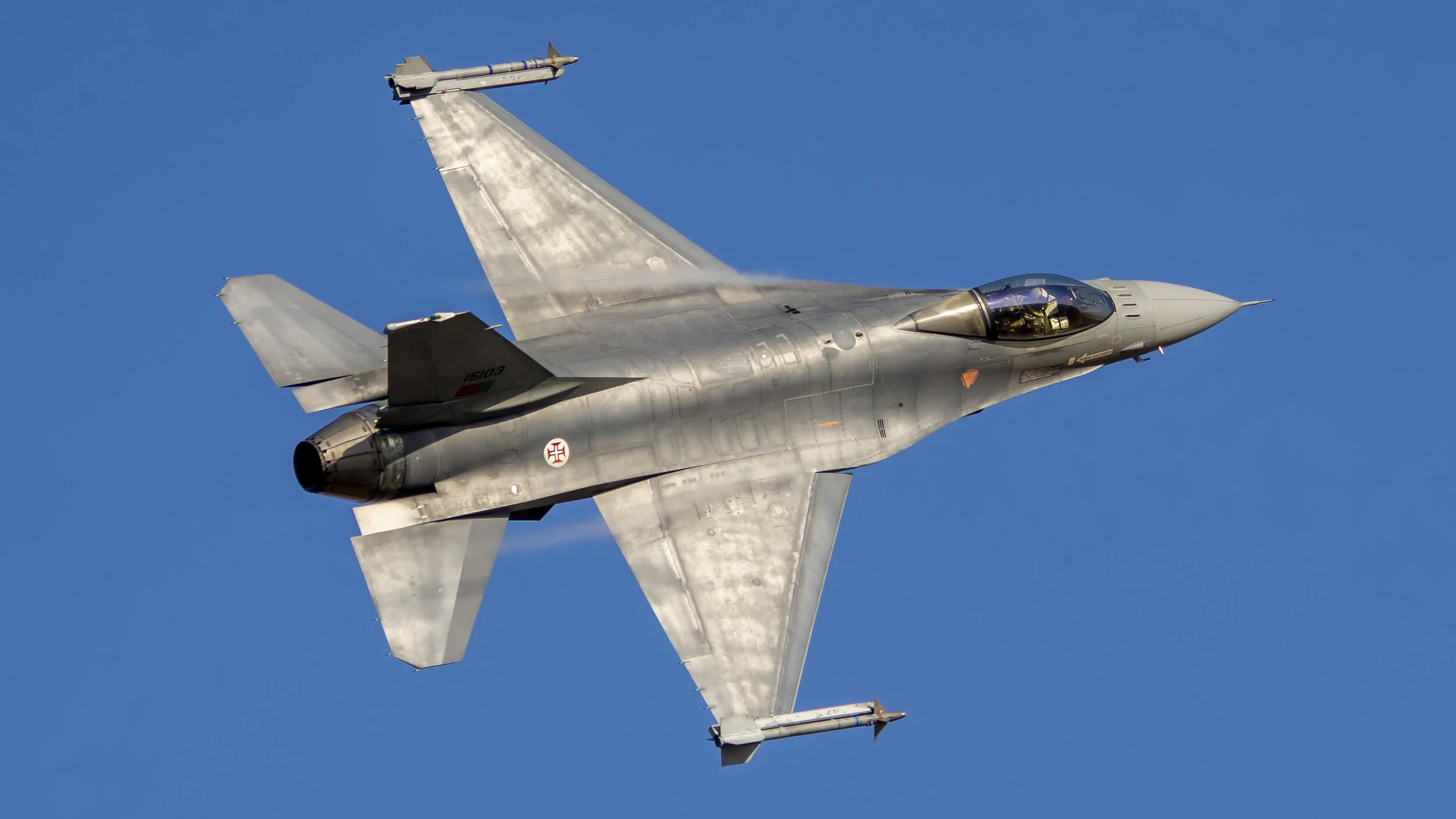 Évora, Portugal. FAP 66º Anniversary July 2018.  15103 General Dynamics F-16MLU