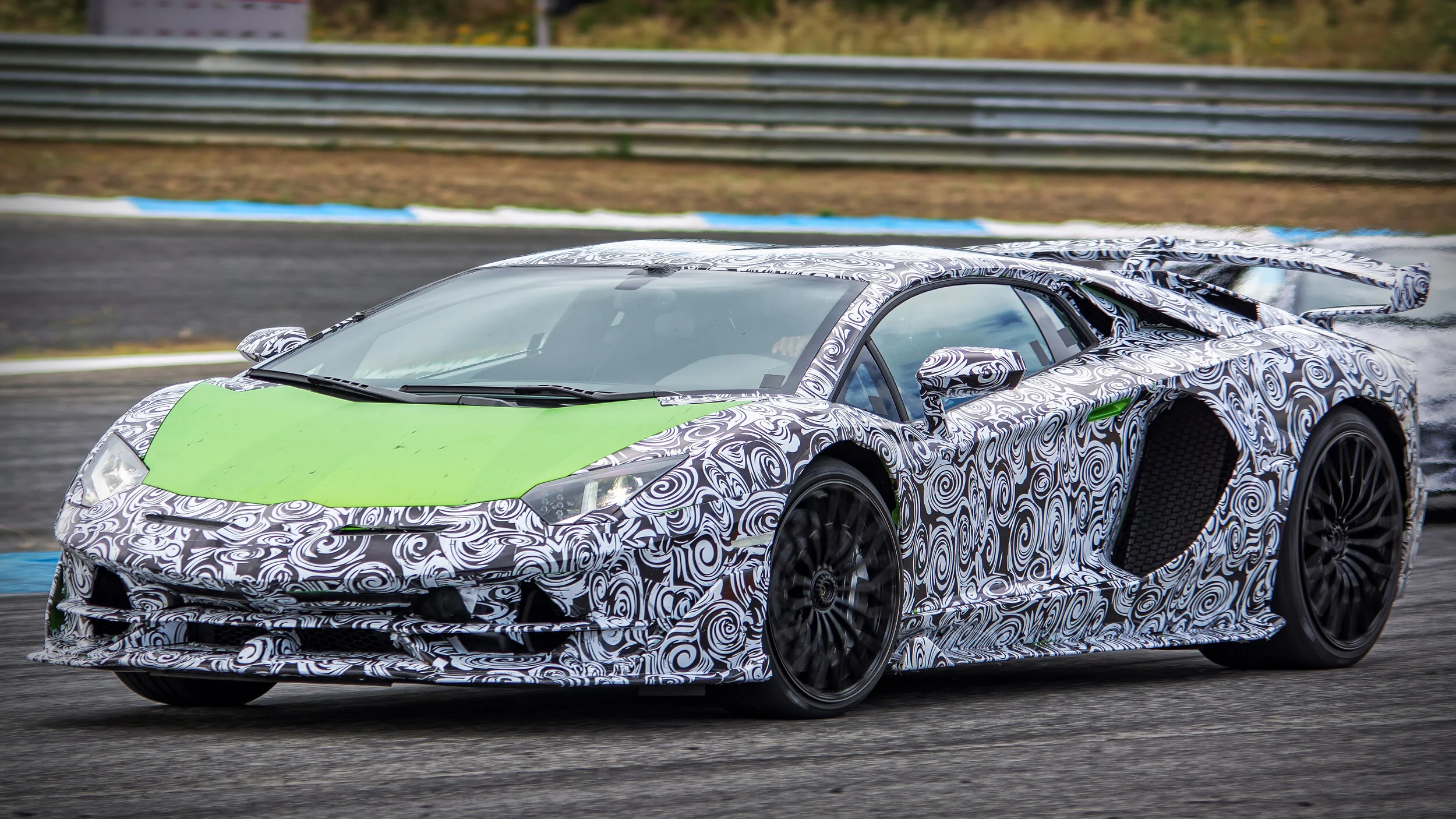 Estoril Circuit, Portugal. Lamborghini Aventador SVJ Tests July 2018. 