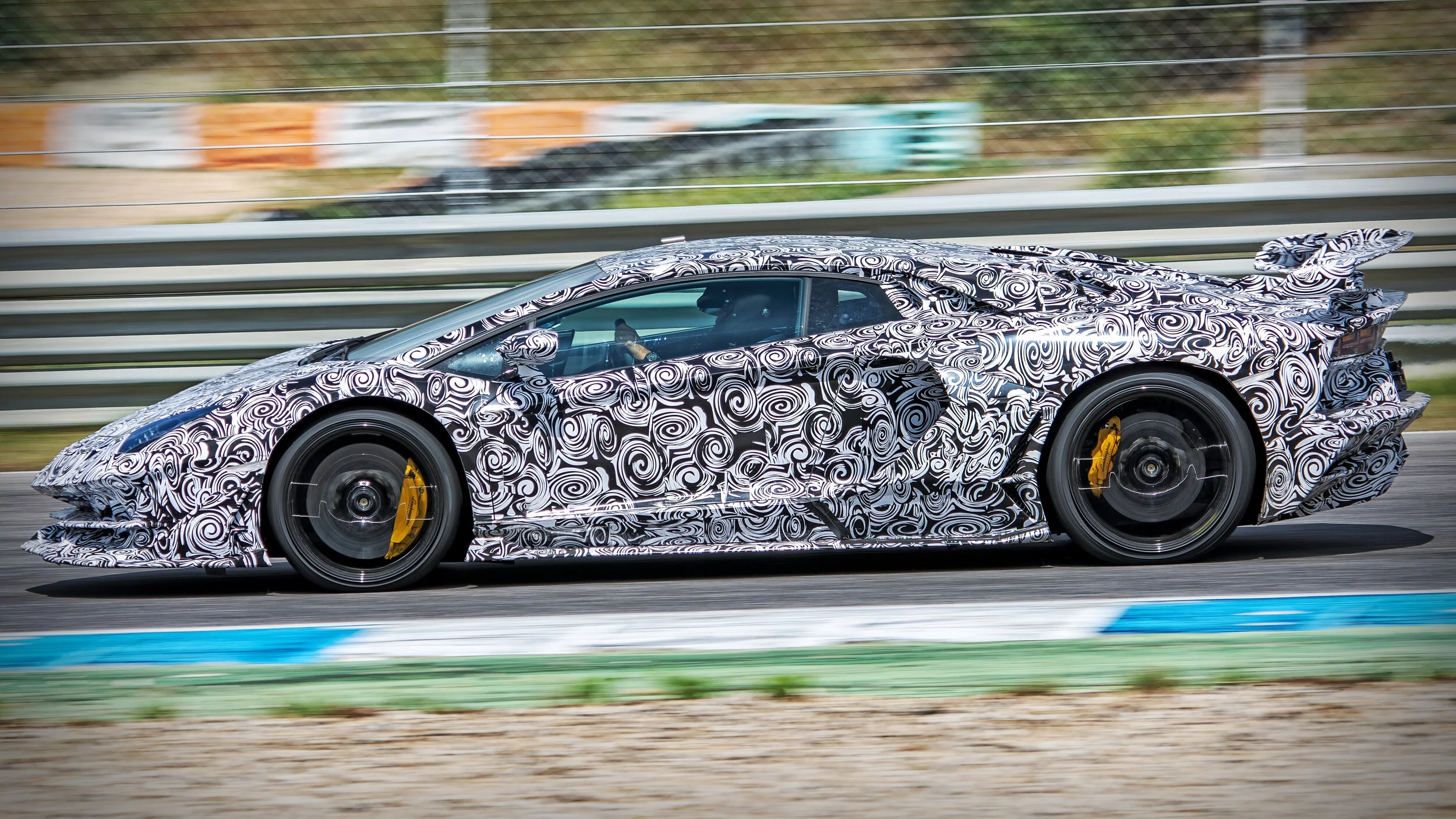 Estoril Circuit, Portugal. Lamborghini Aventador SVJ Tests July 2018. 