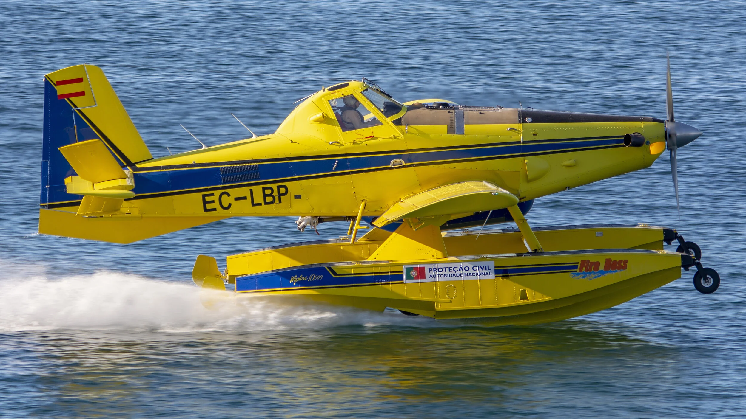 Cascais, Portugal. EC-LBP Air Tractor AT-802A filling up to fight fire in Serra de Sintra