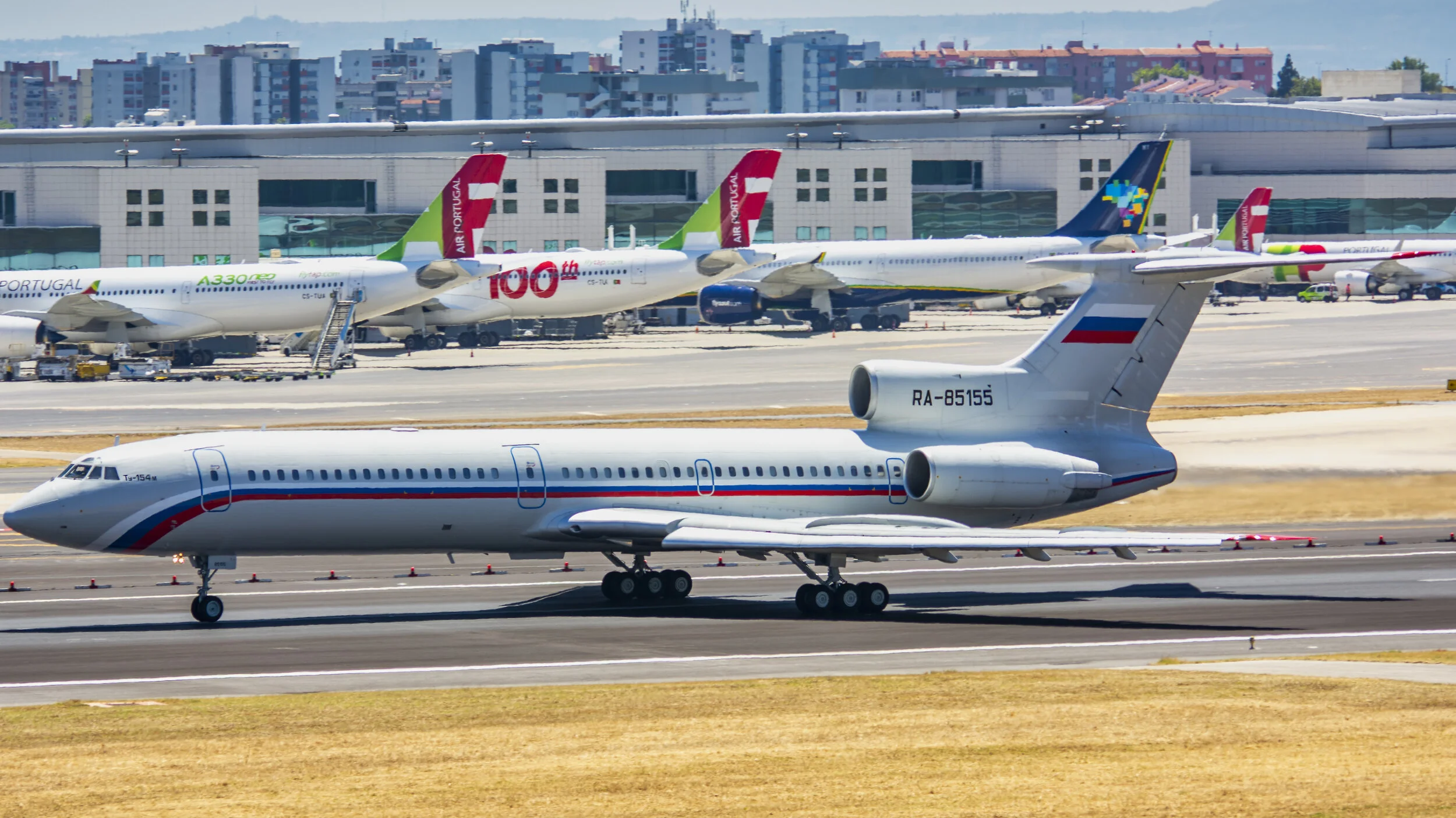 LPPT (Lisbon, Portugal). Russian Air Force RA-85155 Tupolev Tu-154M