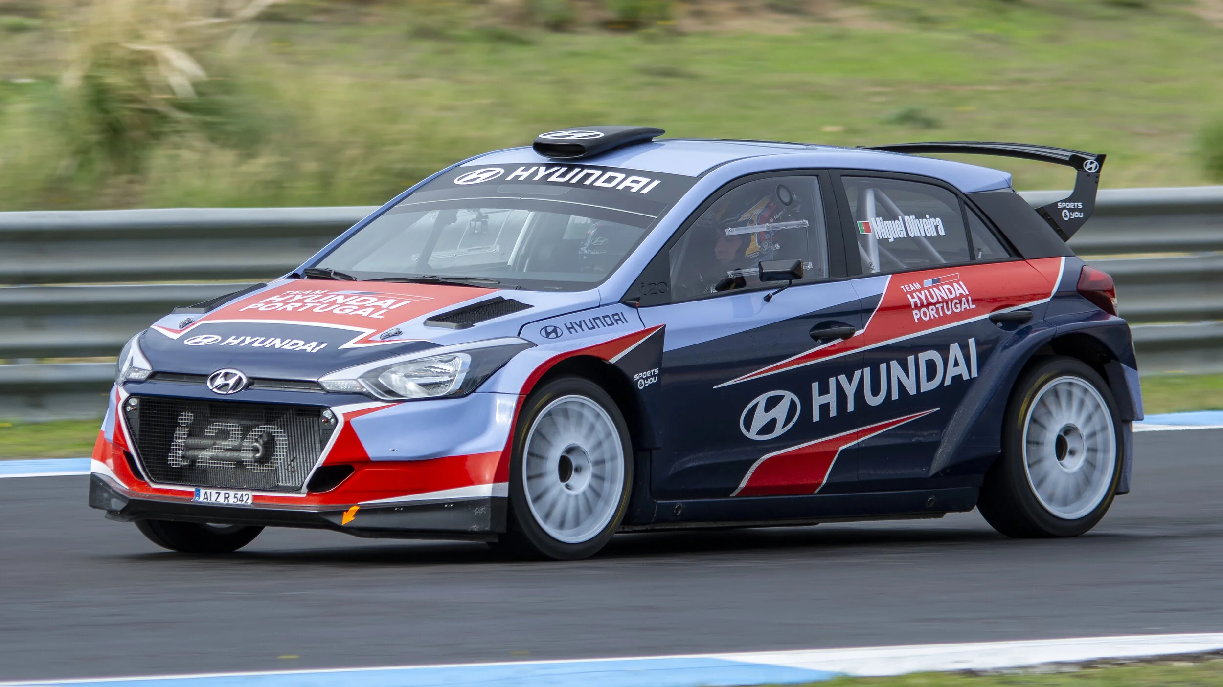 Estoril Circuit, Portugal. Miguel Oliveira Testing Hyundai i20 Rally Car. Nov 2018