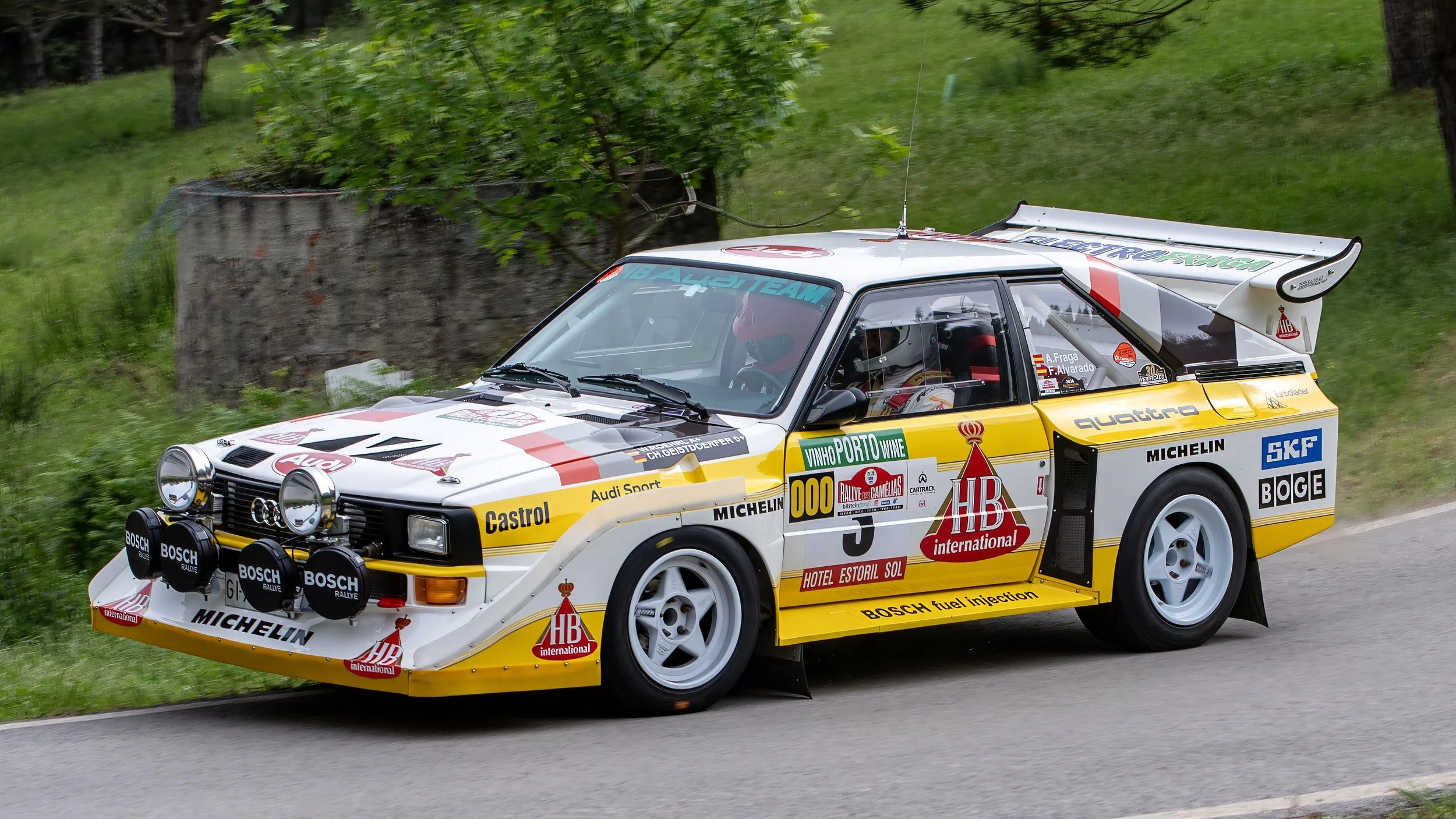 Rallye Das Camélias Apr 2026. 1985 Audi Sport Quattro S1 E2 Group B Rally Car. 
This Car was originally driven by 2 times WRC Rally Champion Driver Walter Röhrl and Navigator Christian Geistdörfer