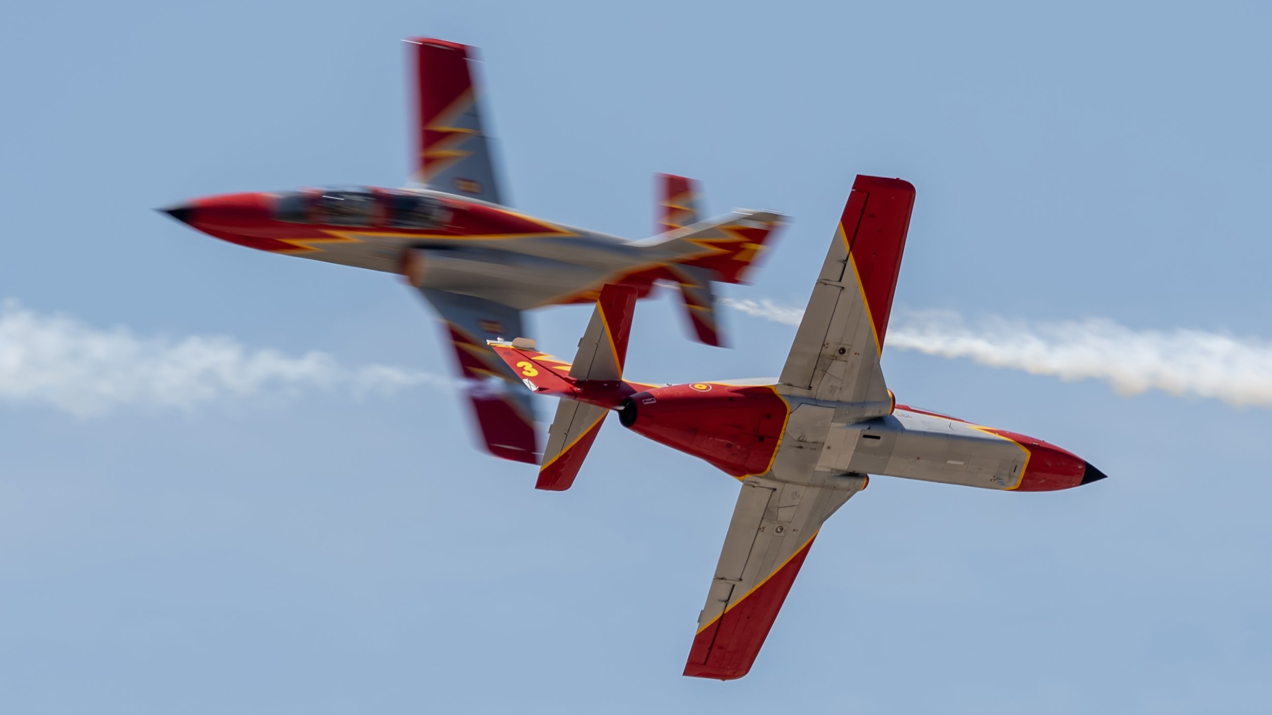 Beja International Airshow 2024 FAP BA Nº11 LPBJ - Beja.
Patrulla Águila Spanish Air Force Aerobatic Demonstration Team. Casa C-101 Aviojet