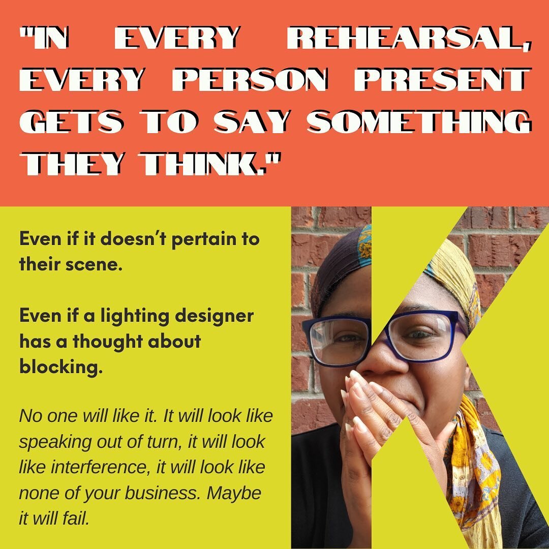 Not all processes have the same goals.

Some are designed for the &ldquo;show&rdquo;&rsquo;s best interest above all.

Many would like artists to feel they&rsquo;re replaceable, disposable. 

Most will never actually achieve a genuinely co-operative 