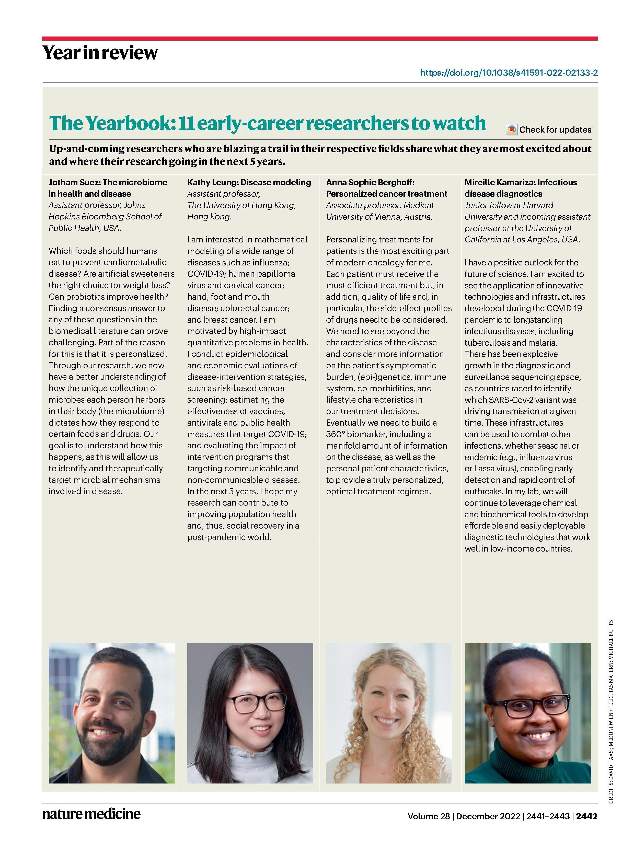 Jotham is featured on Nature Medicine's “trailblazing early-career researchers”