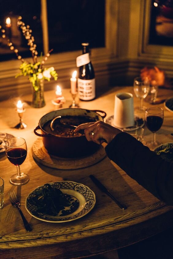 A candlelit dinner makes for a lovely evening at home (credit: Lobster and Swan)