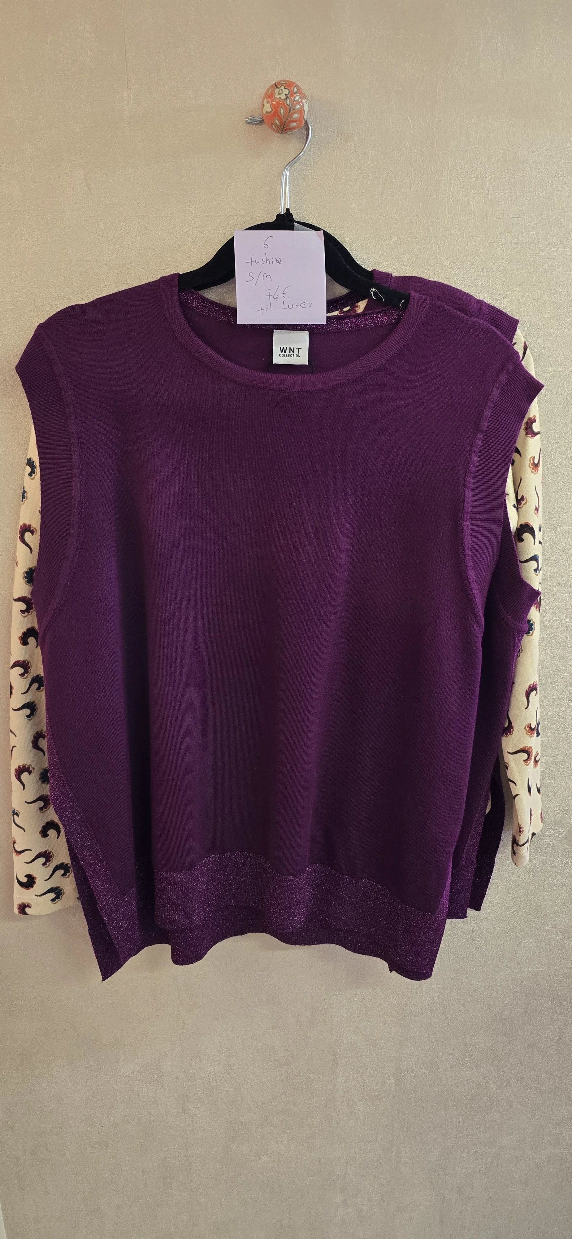 Pull débardeur fushia col lurex