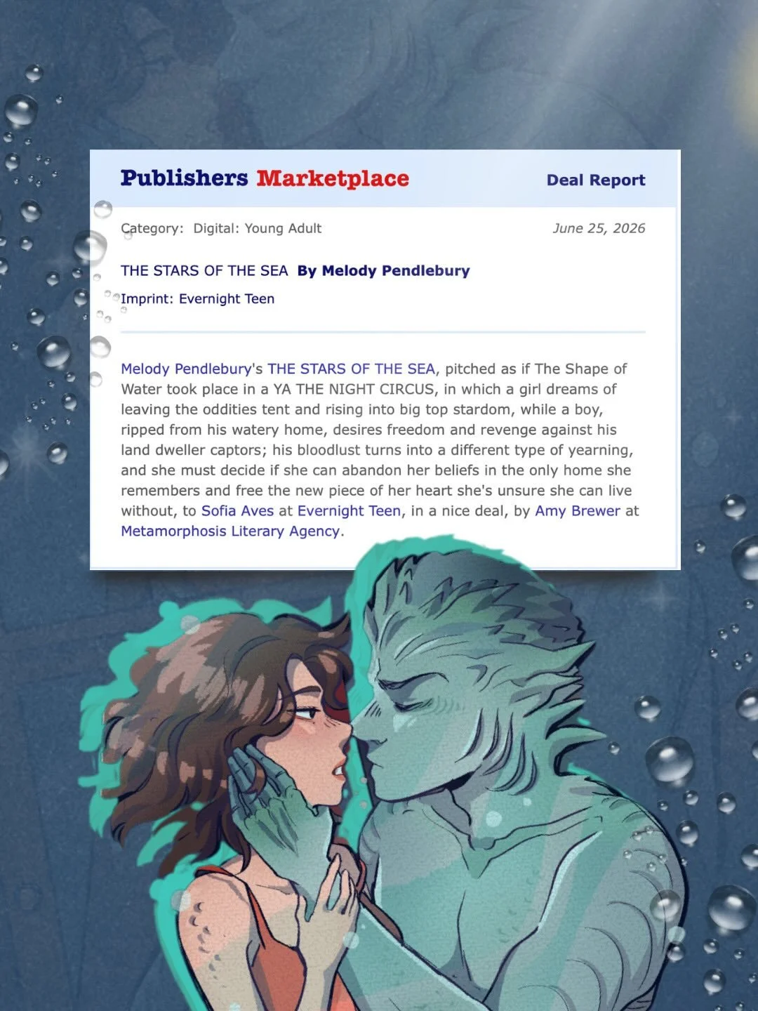 My sea monster x 1930s circus romance is getting published 😱🌊🎪✨
I&rsquo;m SO excited for this book to be out in the world! If you&rsquo;re a Shape of Water/Water for Elephants fan, this one is for you 🙌
Special thanks to Amy at @metamorphosis_lit