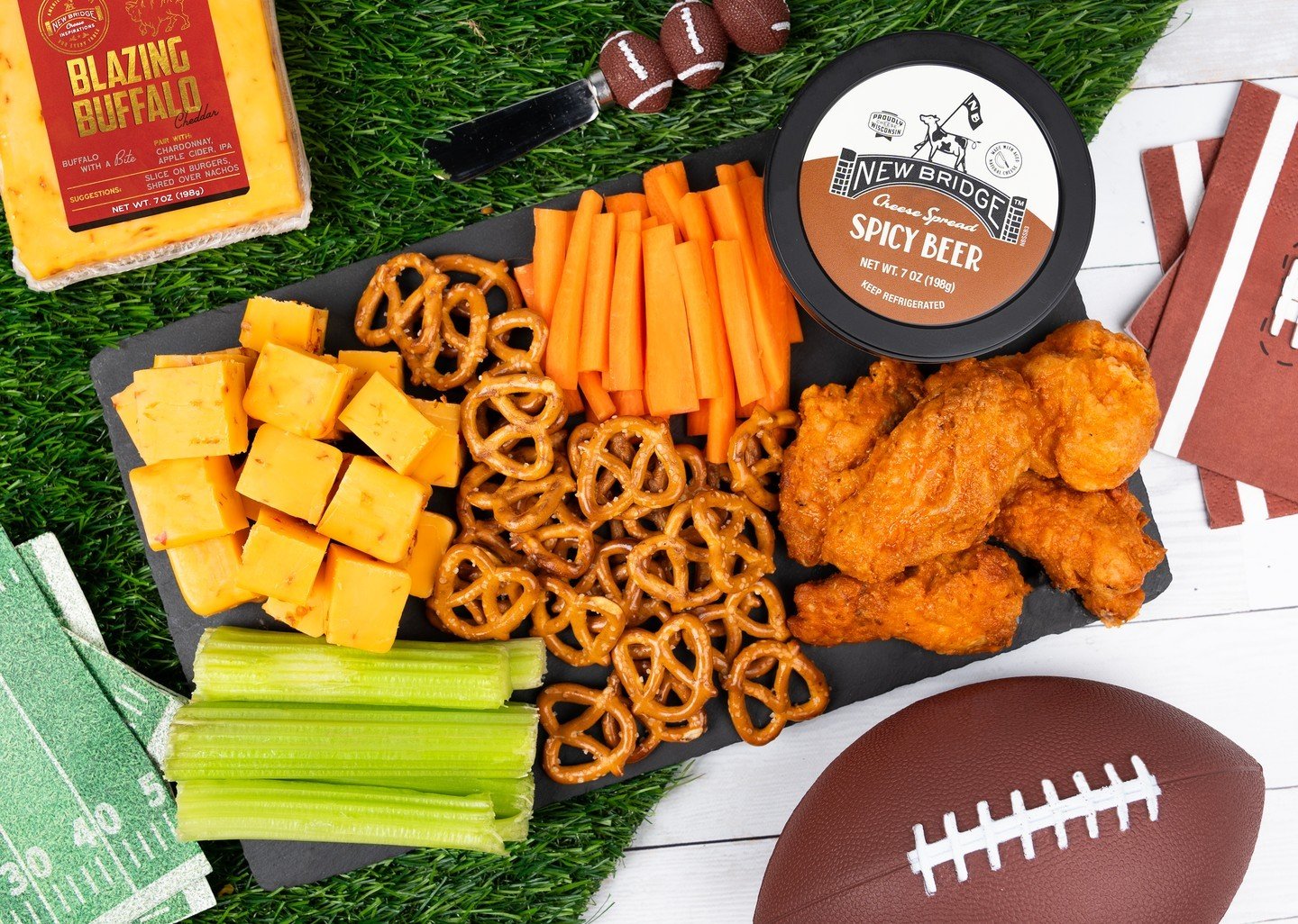 Your game day snack board needs bold, game-ready flavors. 🏈  Our Inspirations Blazing Buffalo Cheddar and Spicy Beer Cheese Spread bring the heat and the win. 🏆