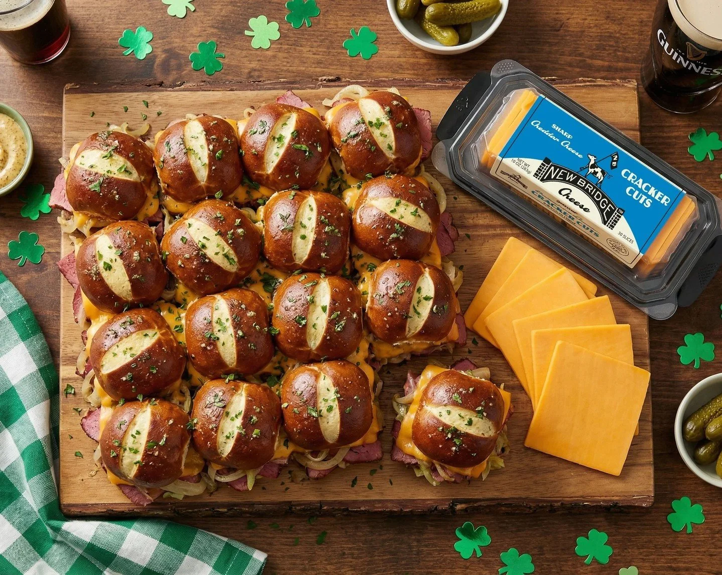 These are your &ldquo;everyone&rsquo;s happy&rdquo; sliders 🍀

New Bridge Sharp Cheddar Cracker Cuts, corned beef, and pretzel buns, baked until melty. Perfect for sharing and St. Patrick&rsquo;s Day approved!

Get the recipe in our bio!