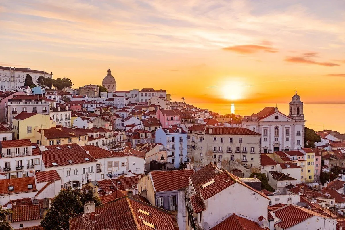 Lisbon rooftops at sunset
