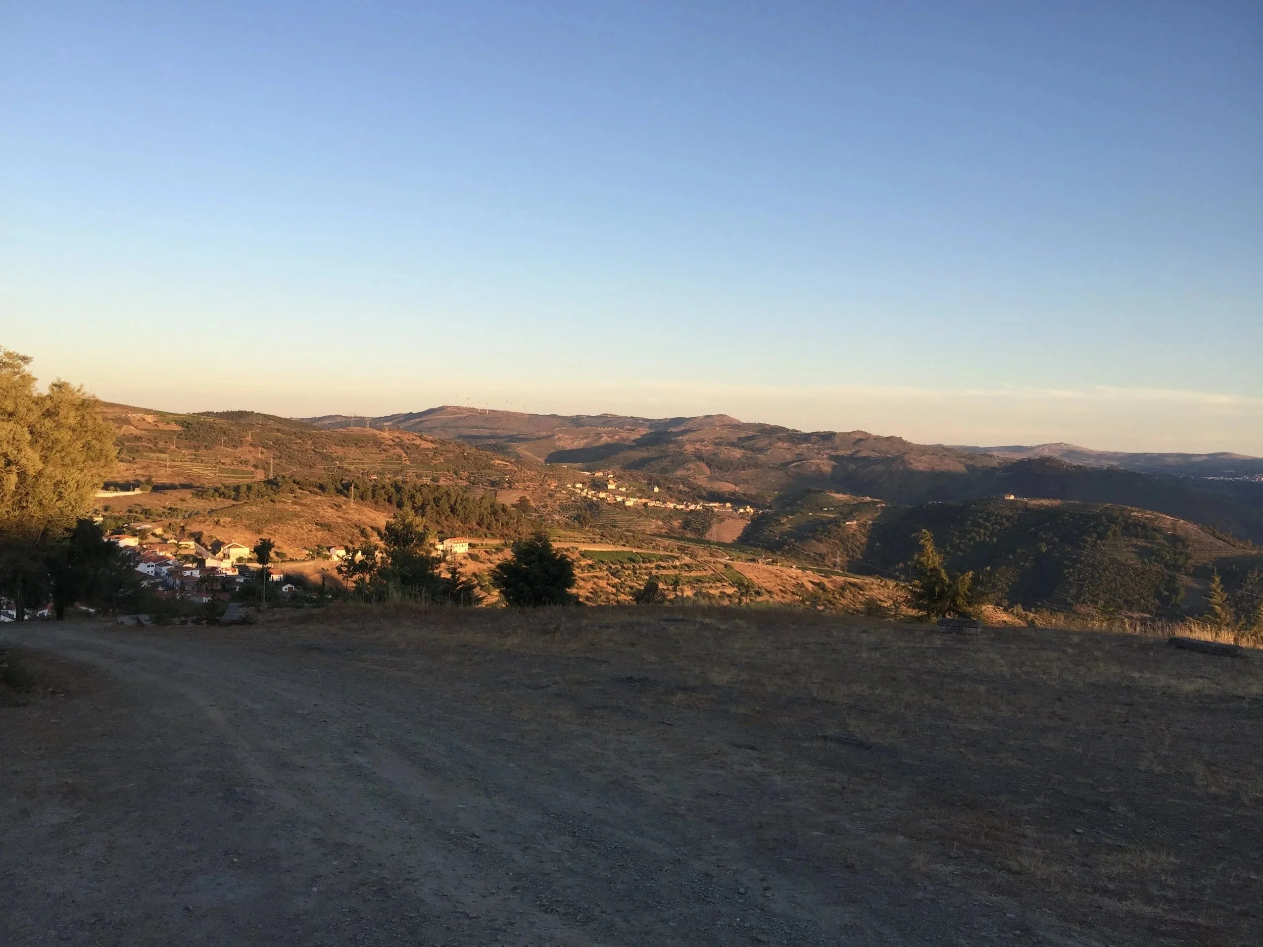 Evening light over the Douro hills along the N222.