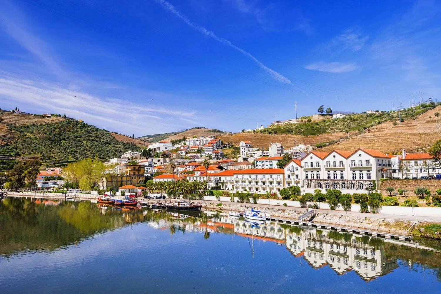Pinhão reflected in the Douro River.