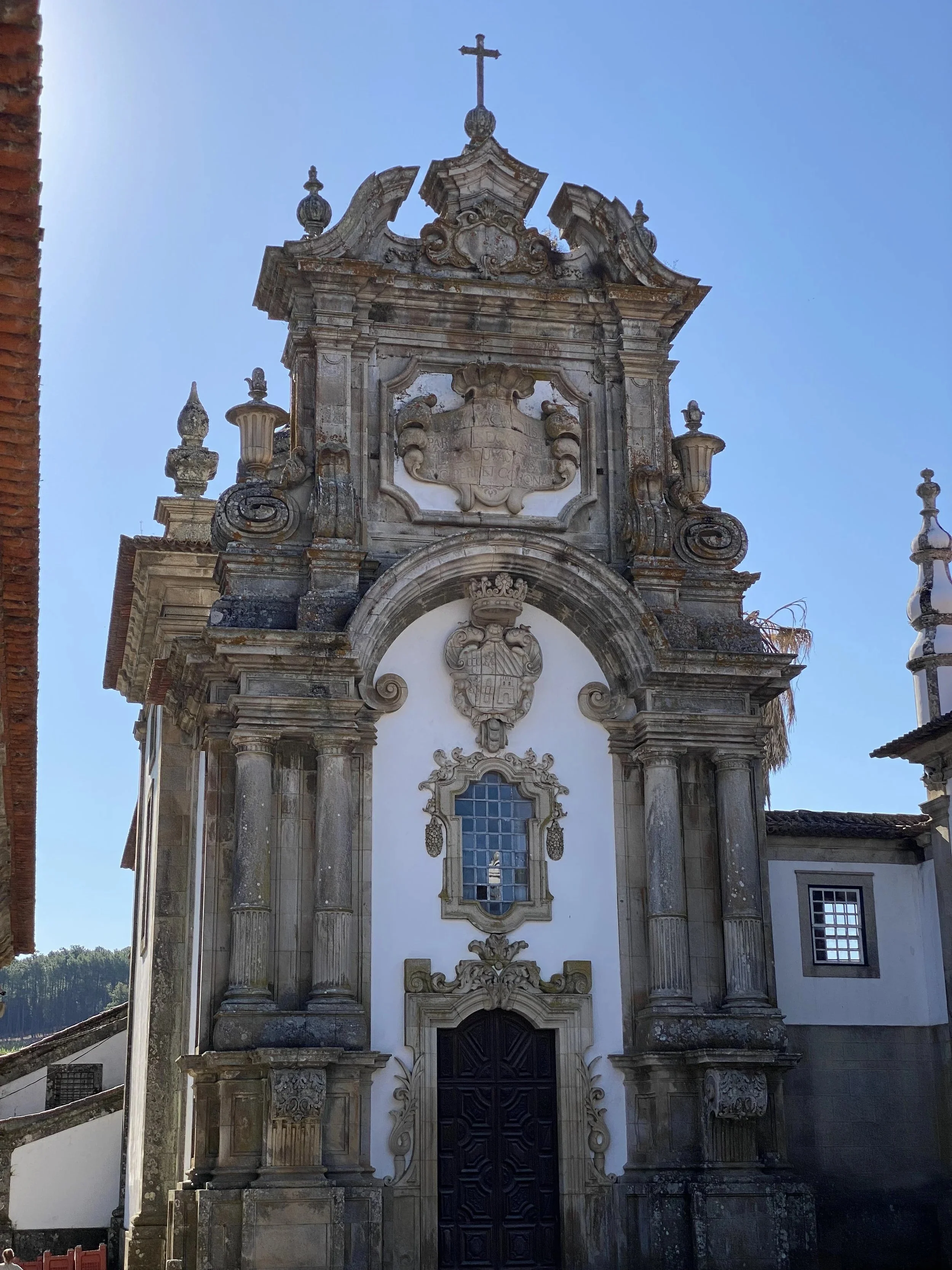 The baroque façade of the chapel at the Mateus Palace.