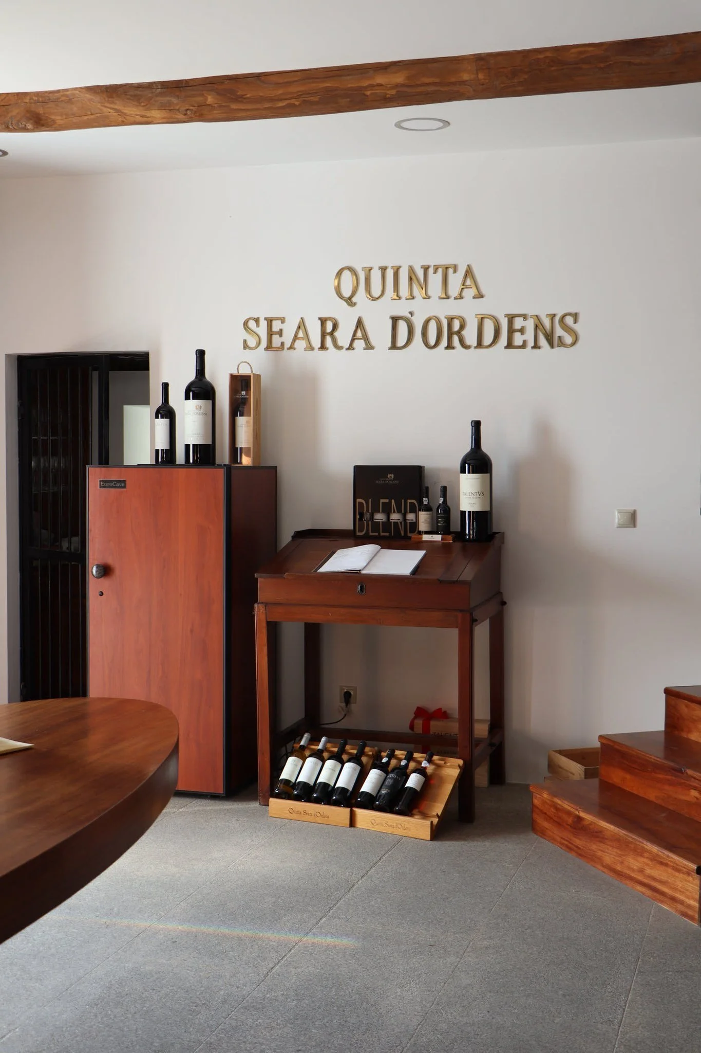 The tasting room at Quinta Seara D’Ordens, with the estate’s bottles on display.