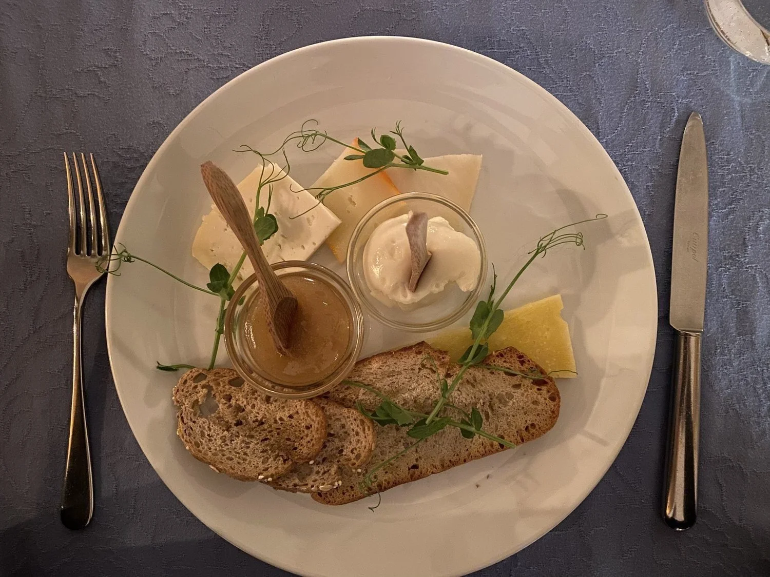 A plated starter at lunch