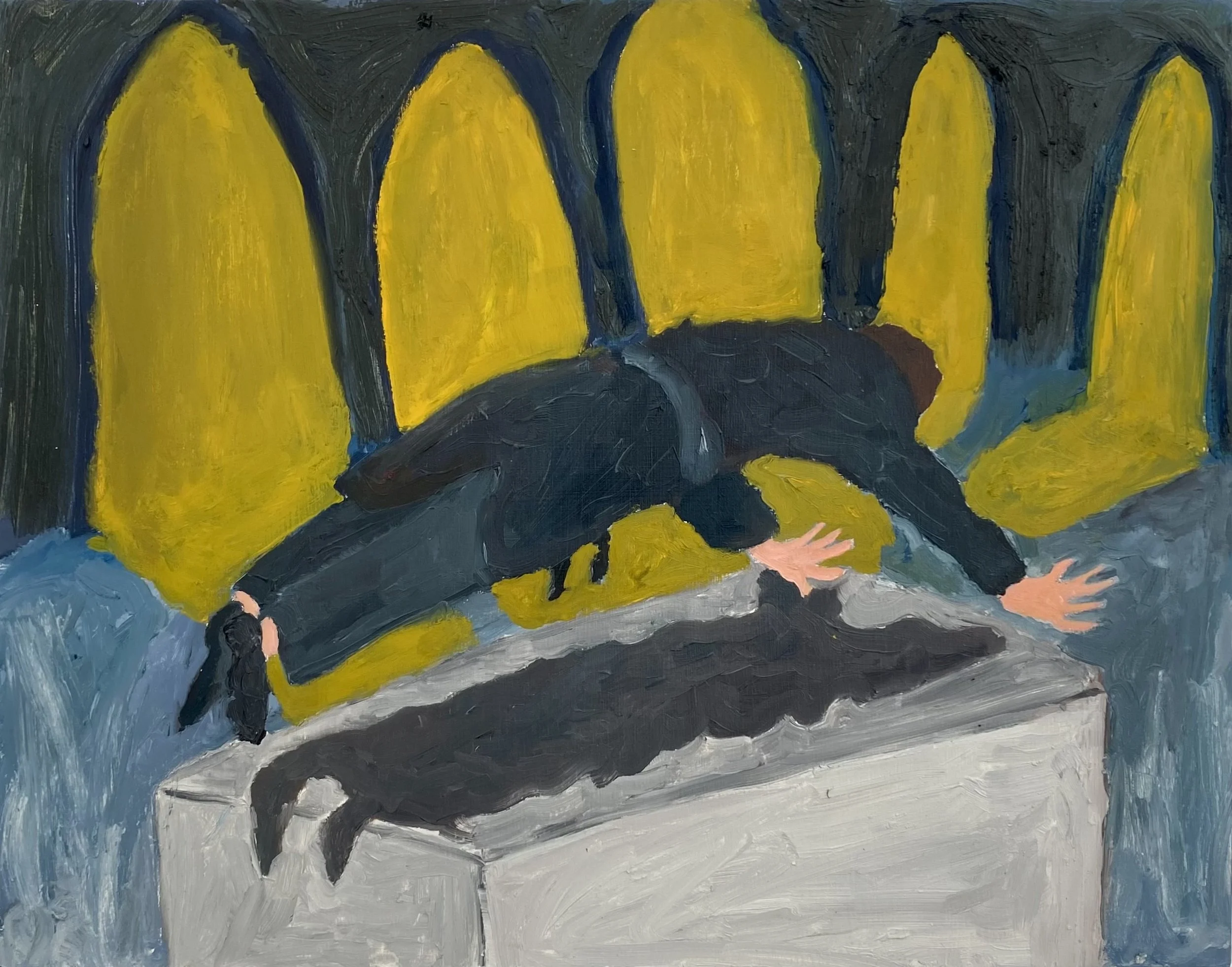 "Theology 101", Oil on panel, 14” x 11”