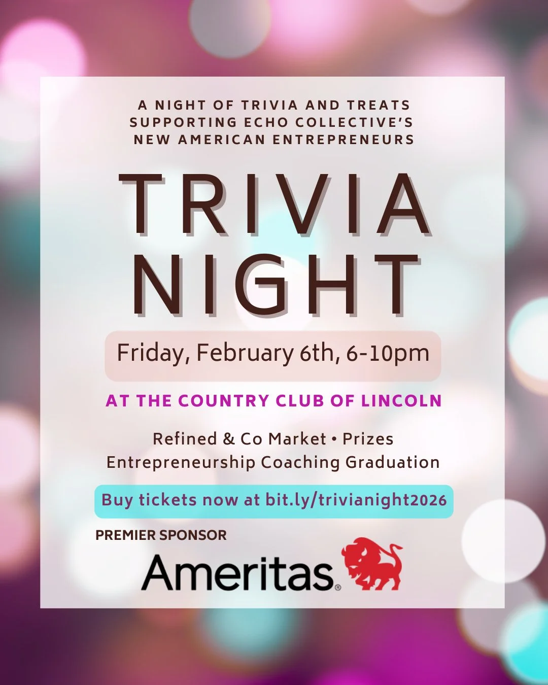 Trivia night tickets are live! 🎟️⁠
⁠
Last year, we packed the ballroom at the Country Club of Lincoln, and we invite you to buy your tickets early before we sell out. ⁠
⁠
ℹ️ Each trivia team will have a maximum of ten players. To build your custom t