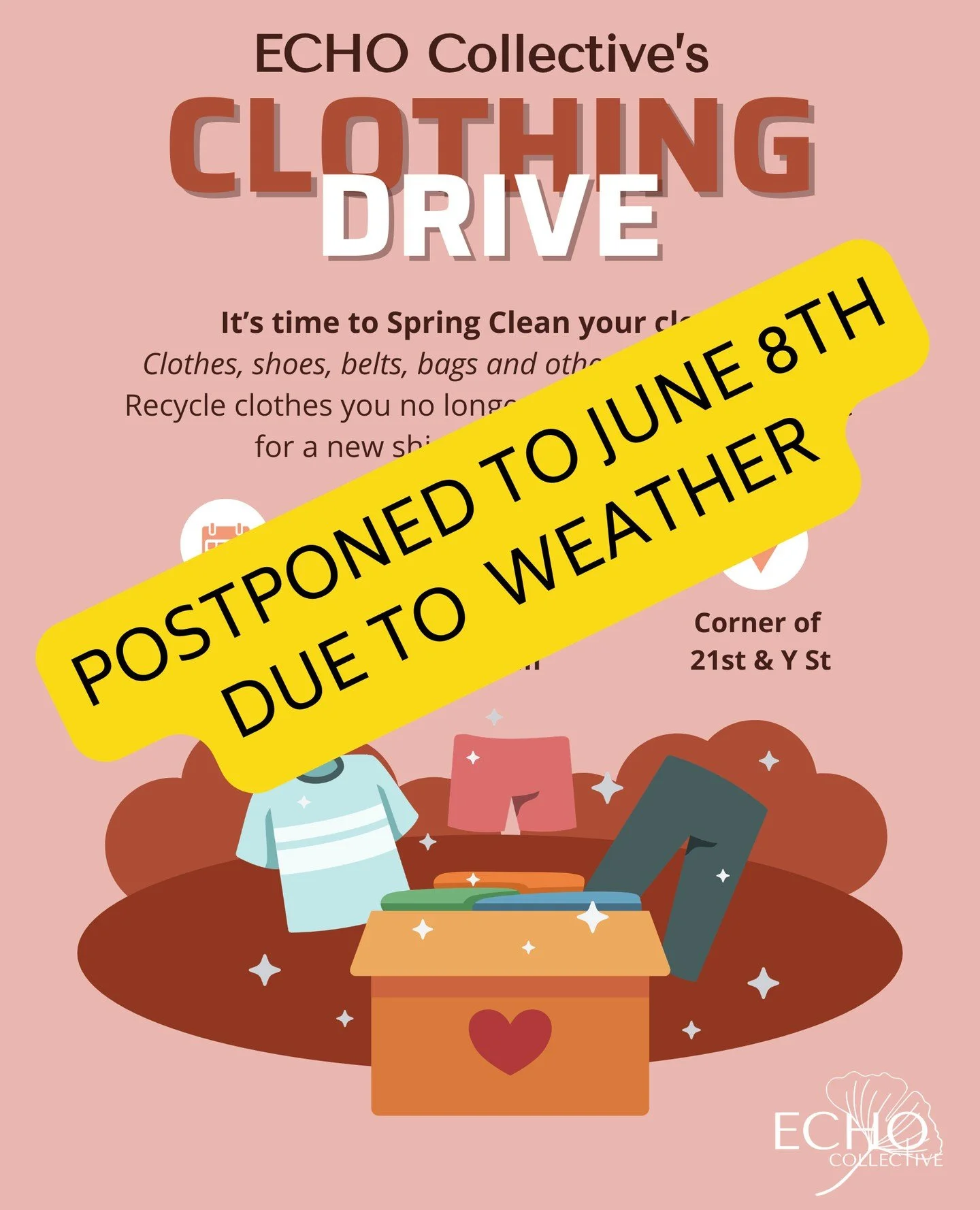 Looks like Lincoln is expecting storms right when we planned to welcome you all tomorrow! ⛈️ Our clothing drive has been postponed until June 8th. For any questions, please send us a message. Thank you!