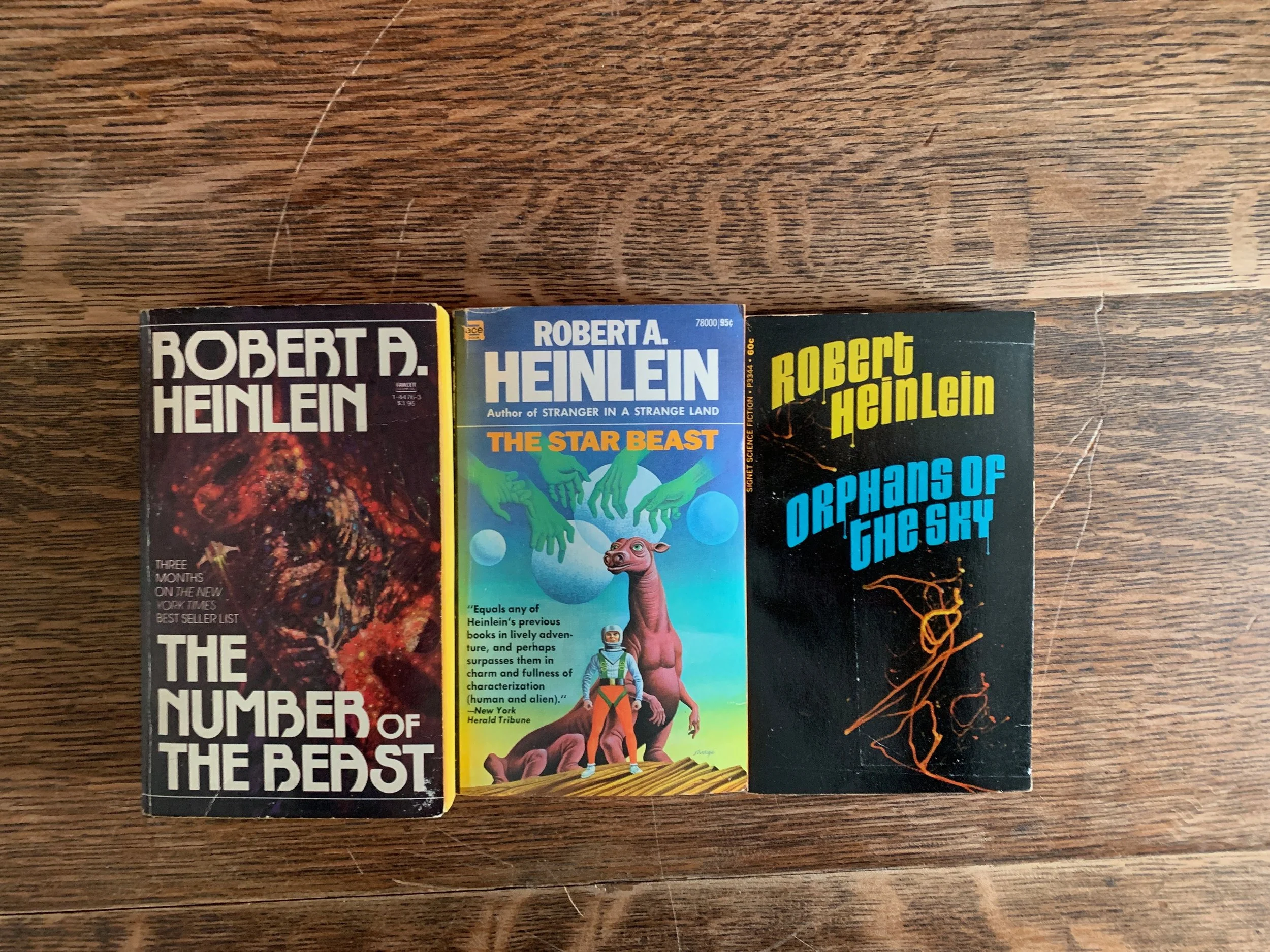 3 Vintage Robert A Heinlein Science Fiction Paperbacks