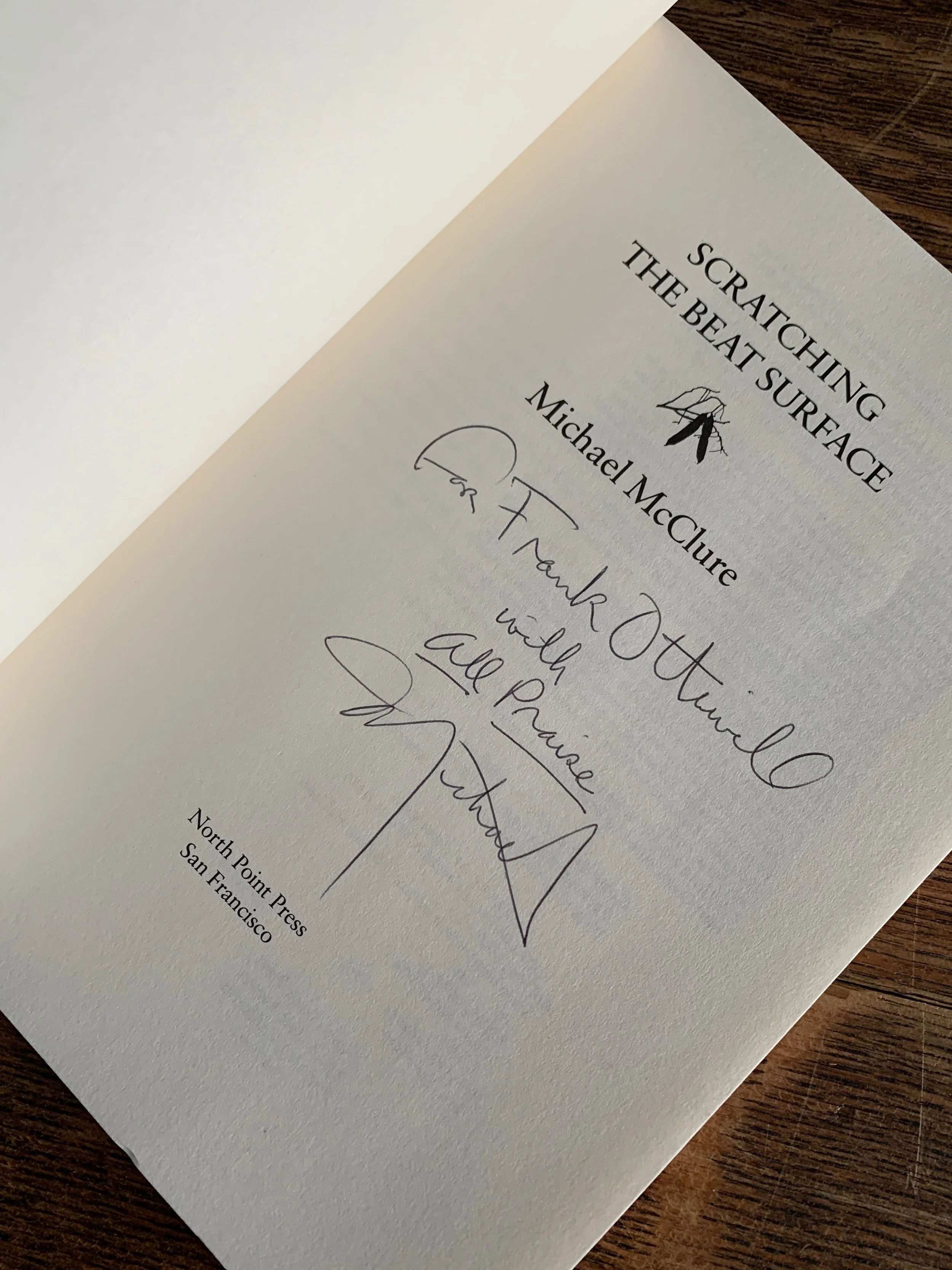Signed/Inscribed Michael McClure: "Scratching The Beat Surface"