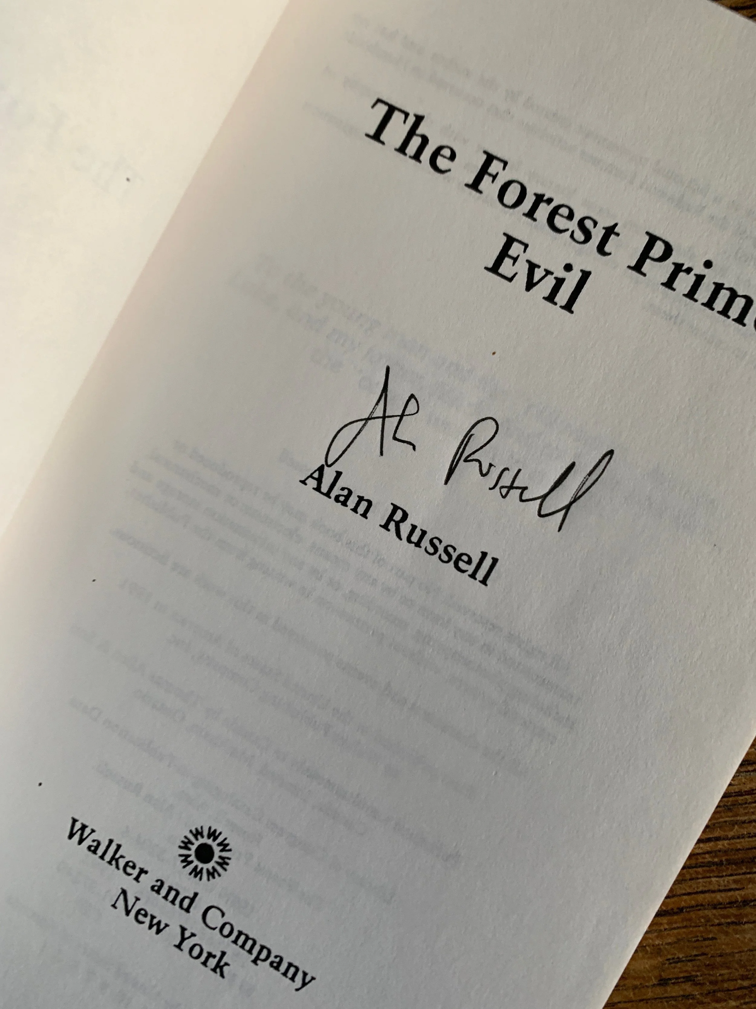 RARE SIGNED Alan Russell: "The Forest Prime Evil" Advance uncorrected proofs paperback