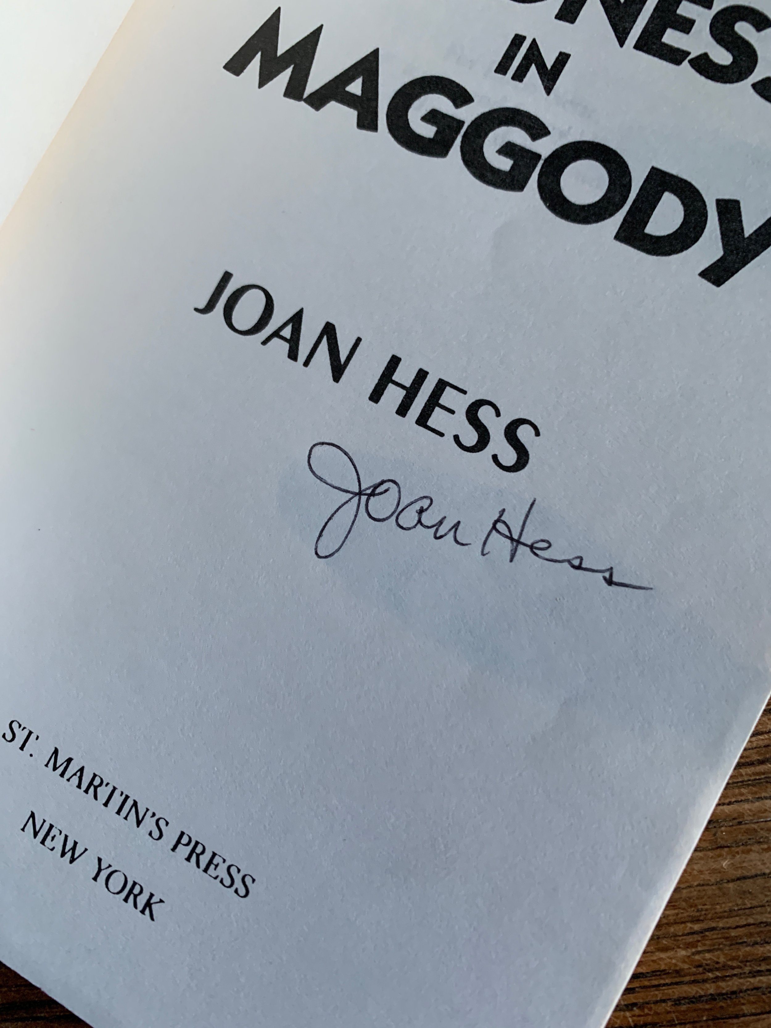 1990 SIGNED Joan Hess "Madness in Maggody" Uncorrected Proof Paperback