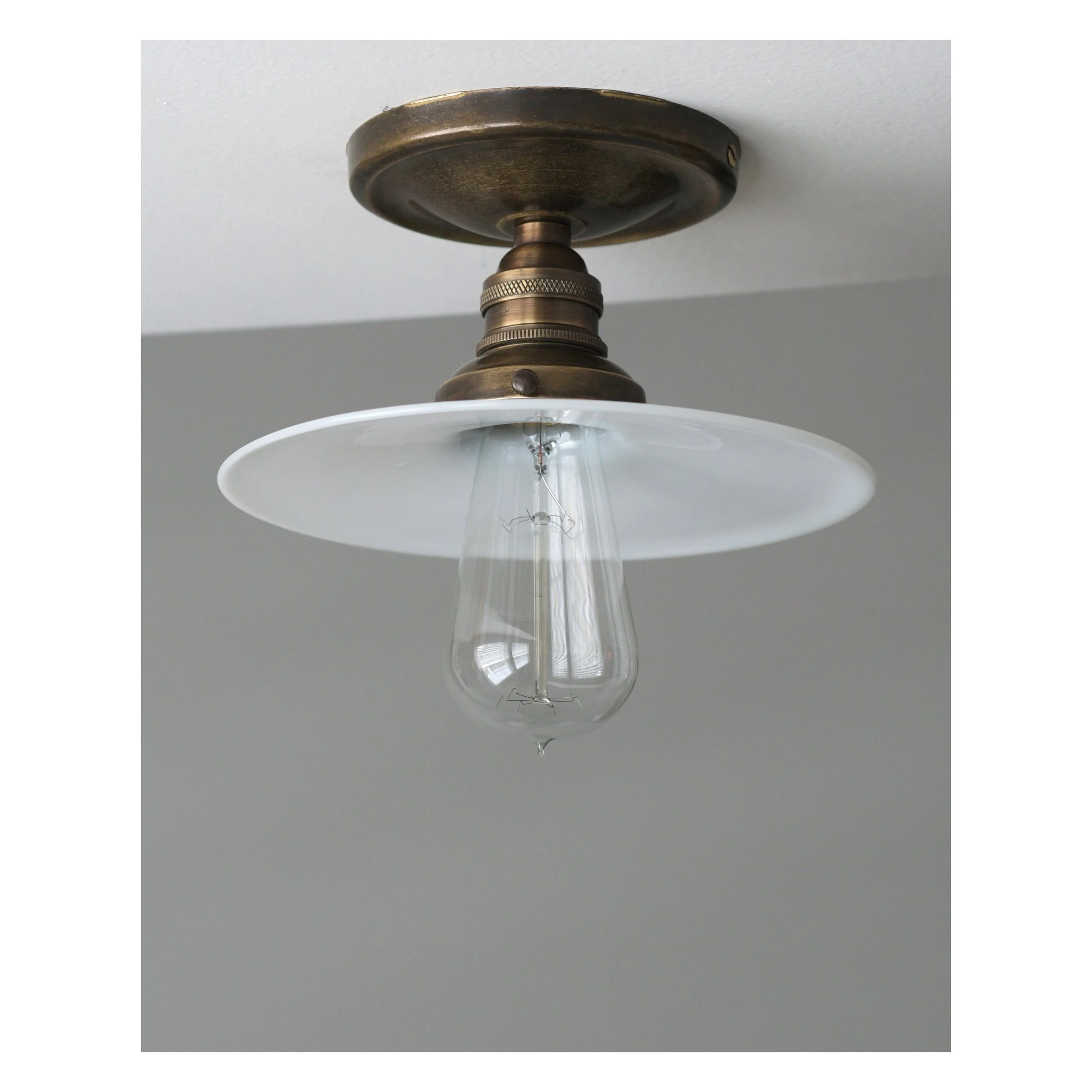 Oxidized Cast Brass - Flush Mount Ceiling Fixture - Antique Shade