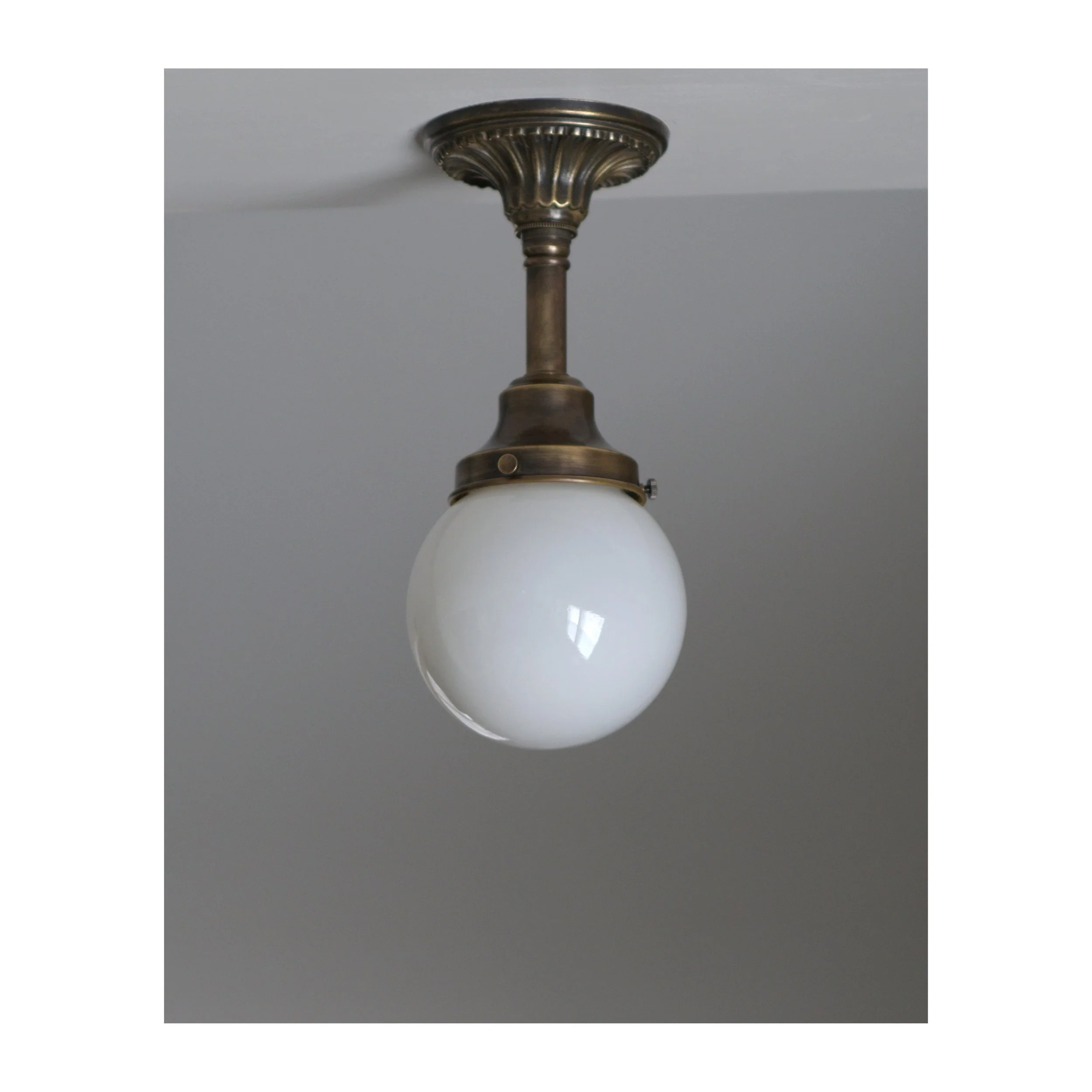 'Newport' Ceiling Mount Fixture - Oxidized Cast Brass