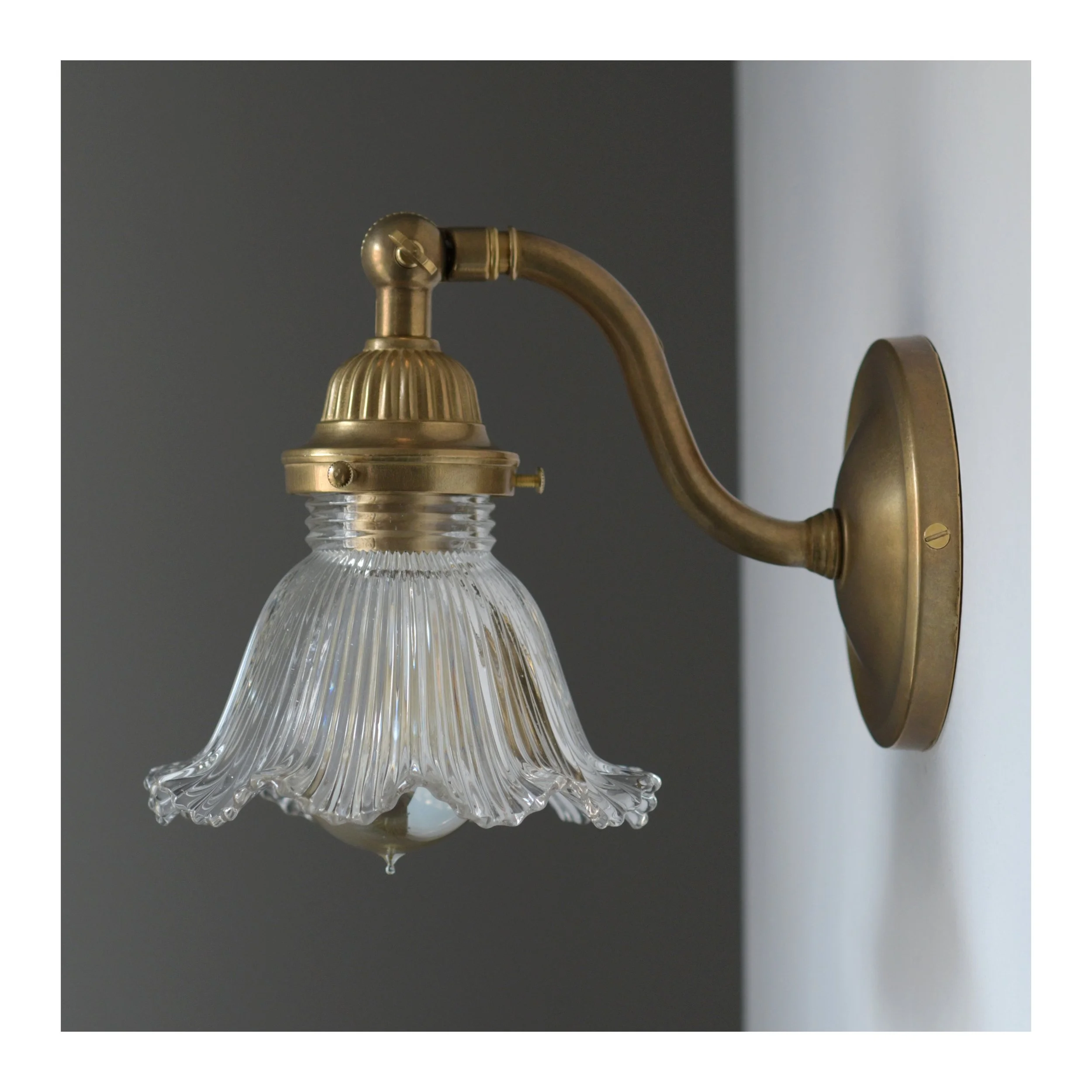 Pair of 2 - Adjustable 'Cafe' Sconces ~ Vintage Glass Shades