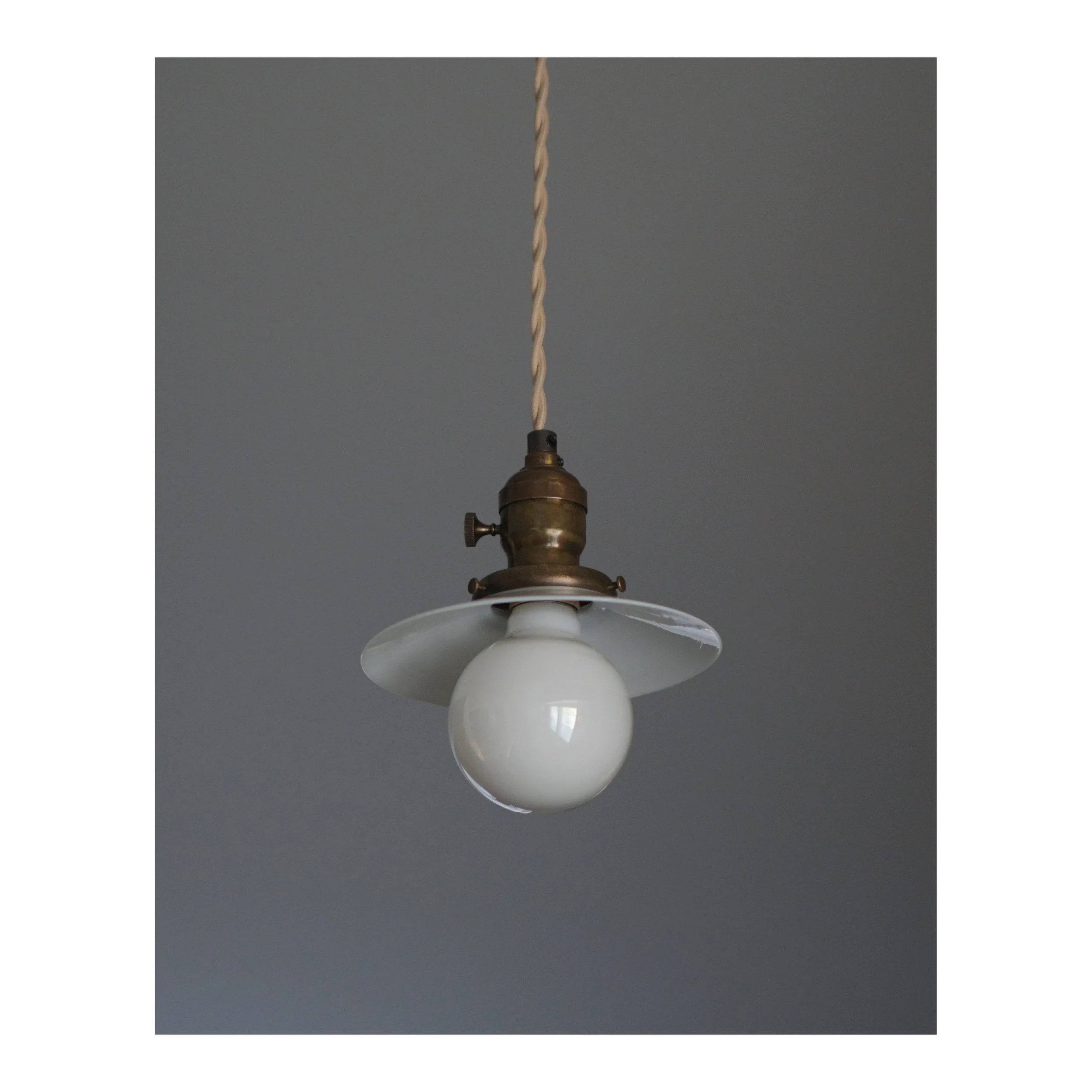 Antique Early 20th-Century - Plug-in Pendant - 6" Milk Glass