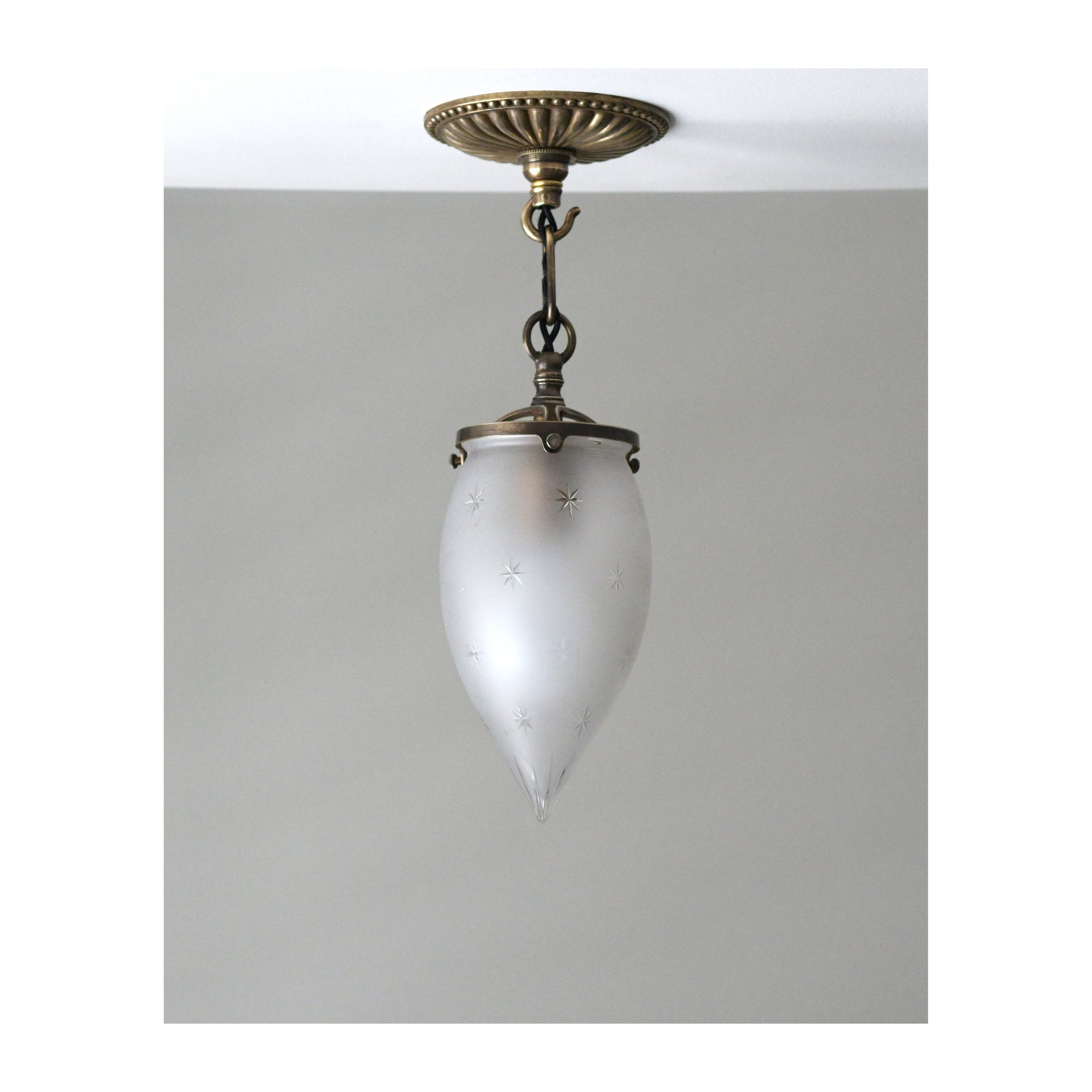 Pair of 2 - Brass, Semi-Flush Ceiling Lights.