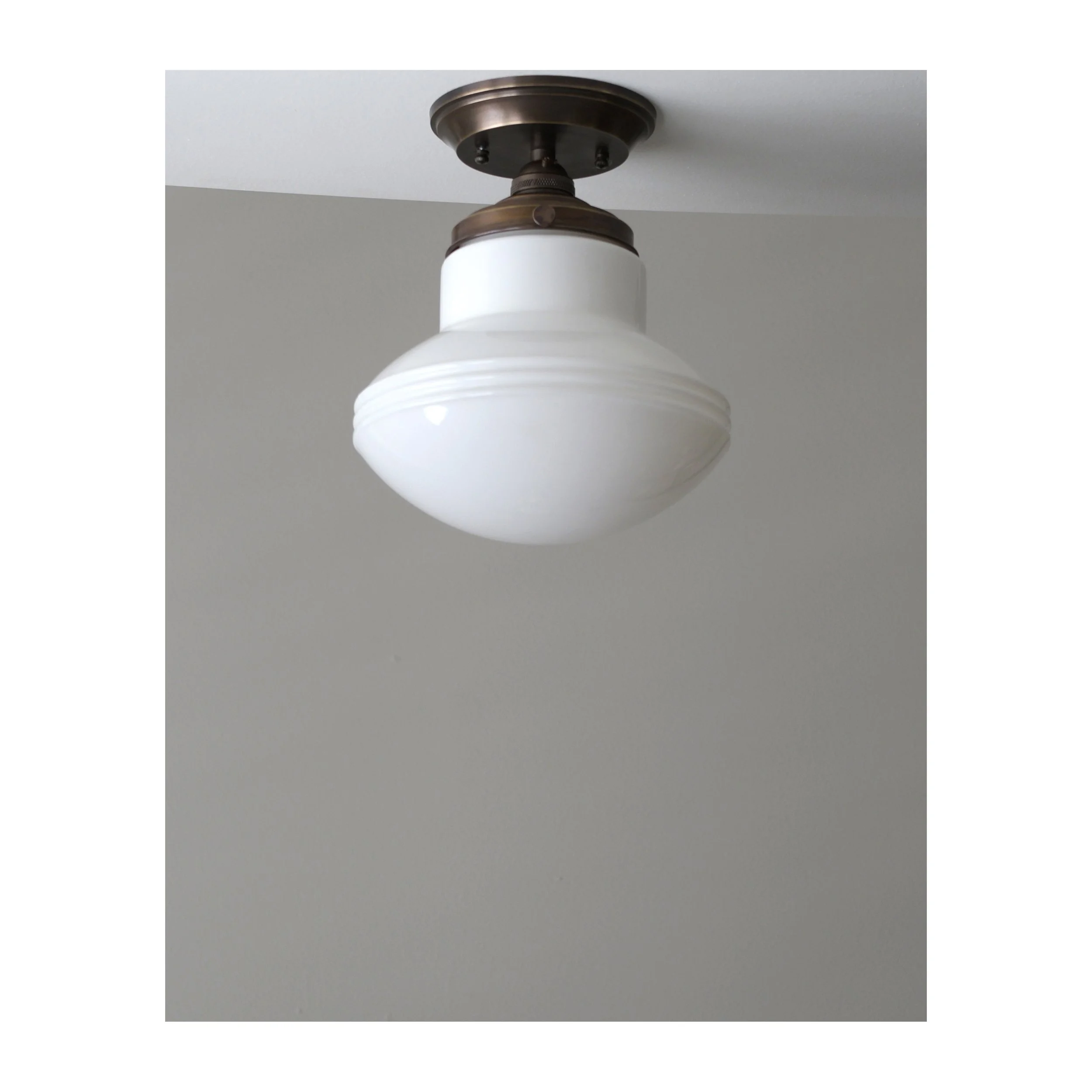 Oxidized Brass - Flush Mount Ceiling Fixture. Art Deco Shade