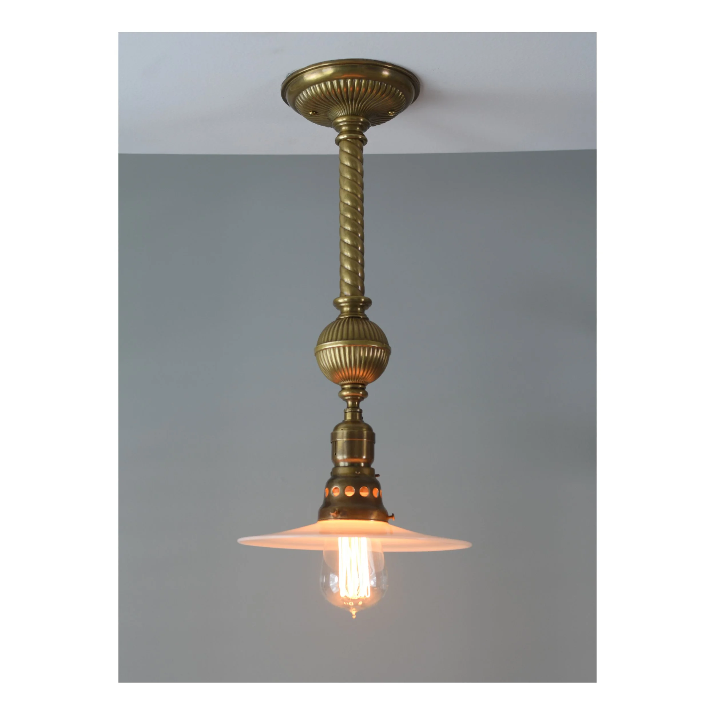 Antique - Victorian Ceiling Pendant - Milk Glass Shade