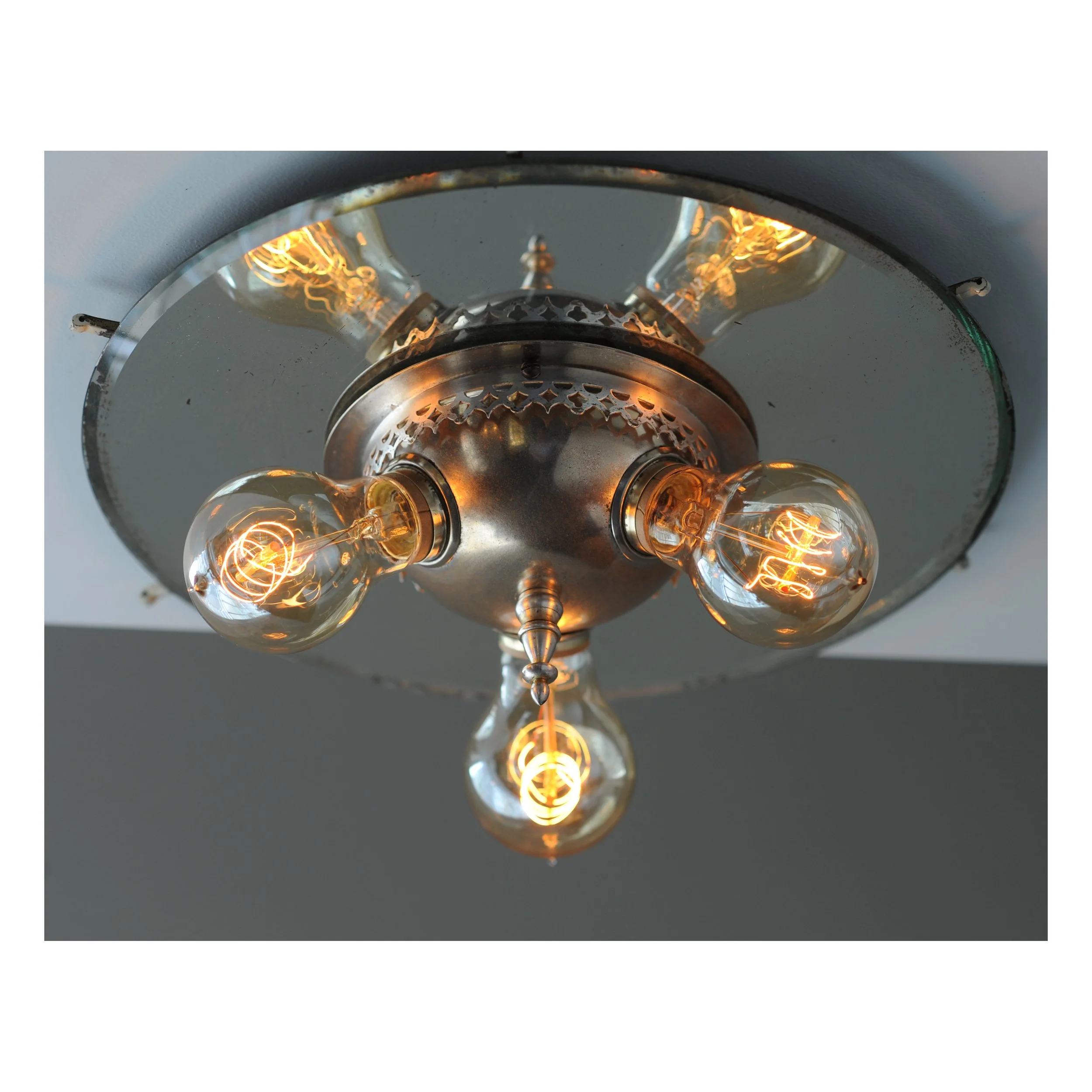 Vintage - 3 Bulb - Mirror Ceiling Fixture.