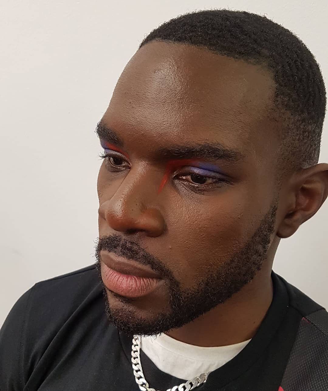 Graphic makeup on @joshua.jameson
London fashion week @fashionsfinestuk .
.
.
.
.
.
.

#londonfashionweek #lfw #fashionshow #fashion  #makeupartist #models #hairstylist #stylist #catwalk #runway #runwaymakeup #catwalkmakeup #busy #backstage #fashionf