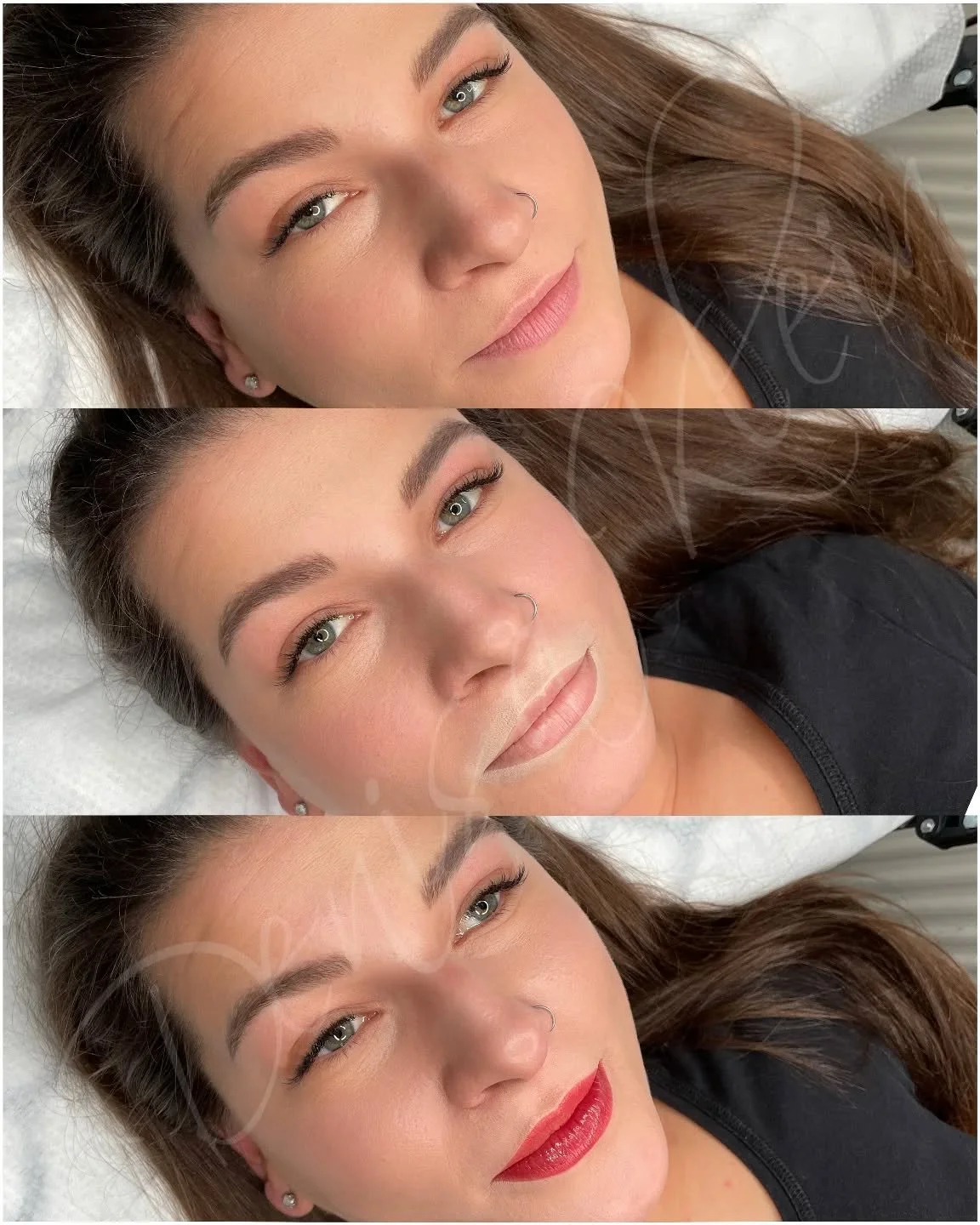 ✨ Let&rsquo;s talk Lip Blush ✨ 

Before &rarr; predraw &rarr; immediately after treatment 💋 

I know some of you might notice how bright and red the lips look right after the session &ndash; this is completely normal! The color softens significantly